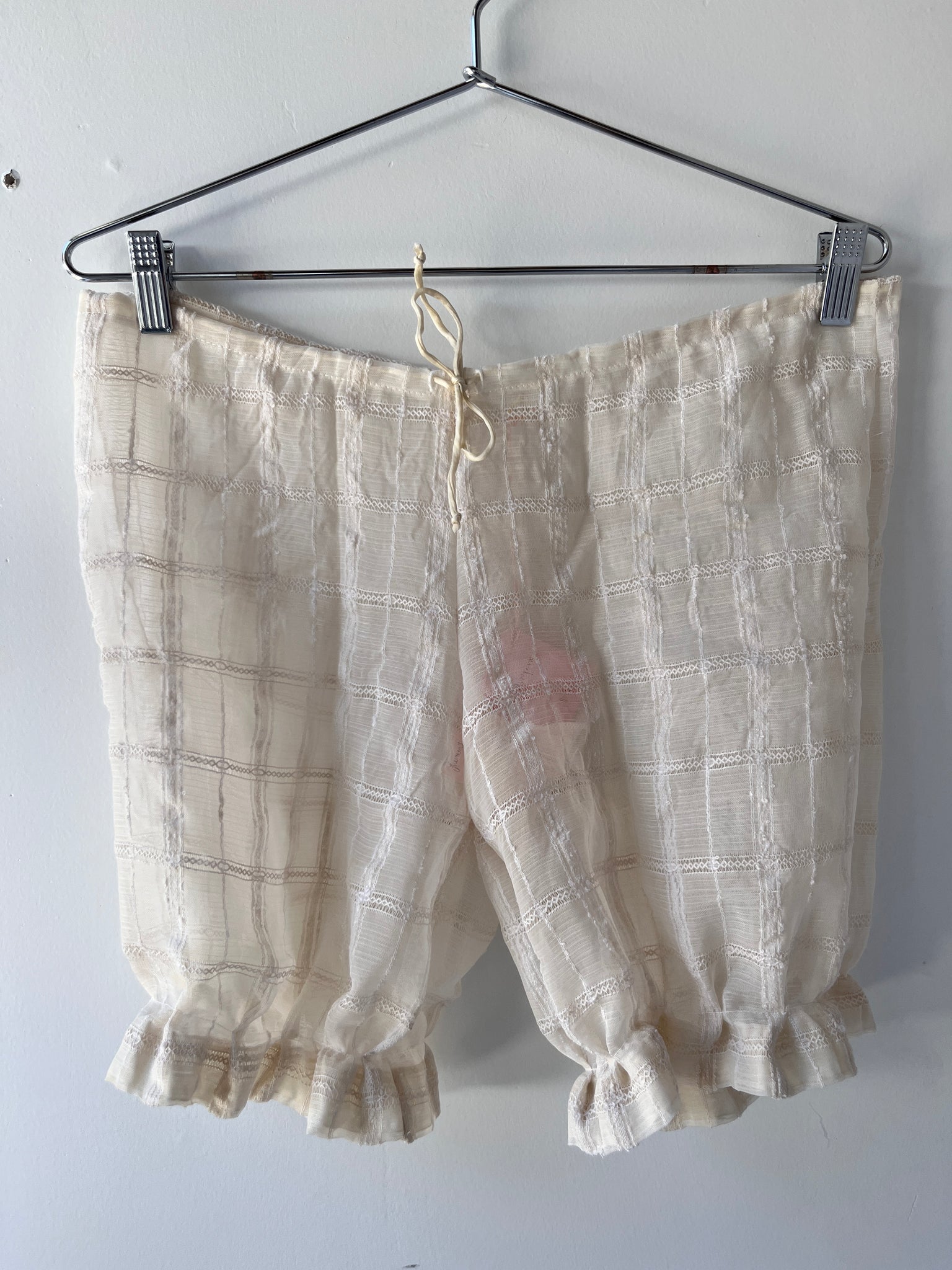 Handmade sheer windowpane drawstring bloomers