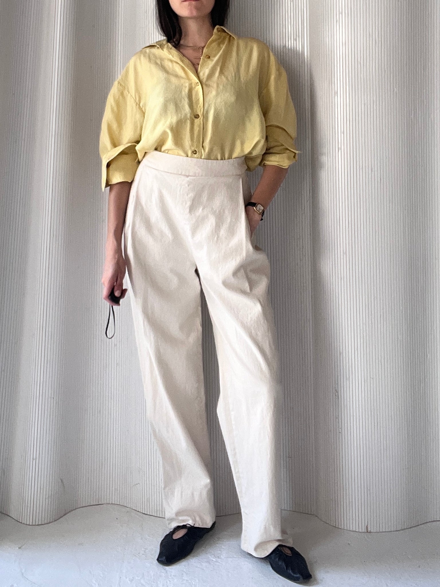 cream wide leg pant