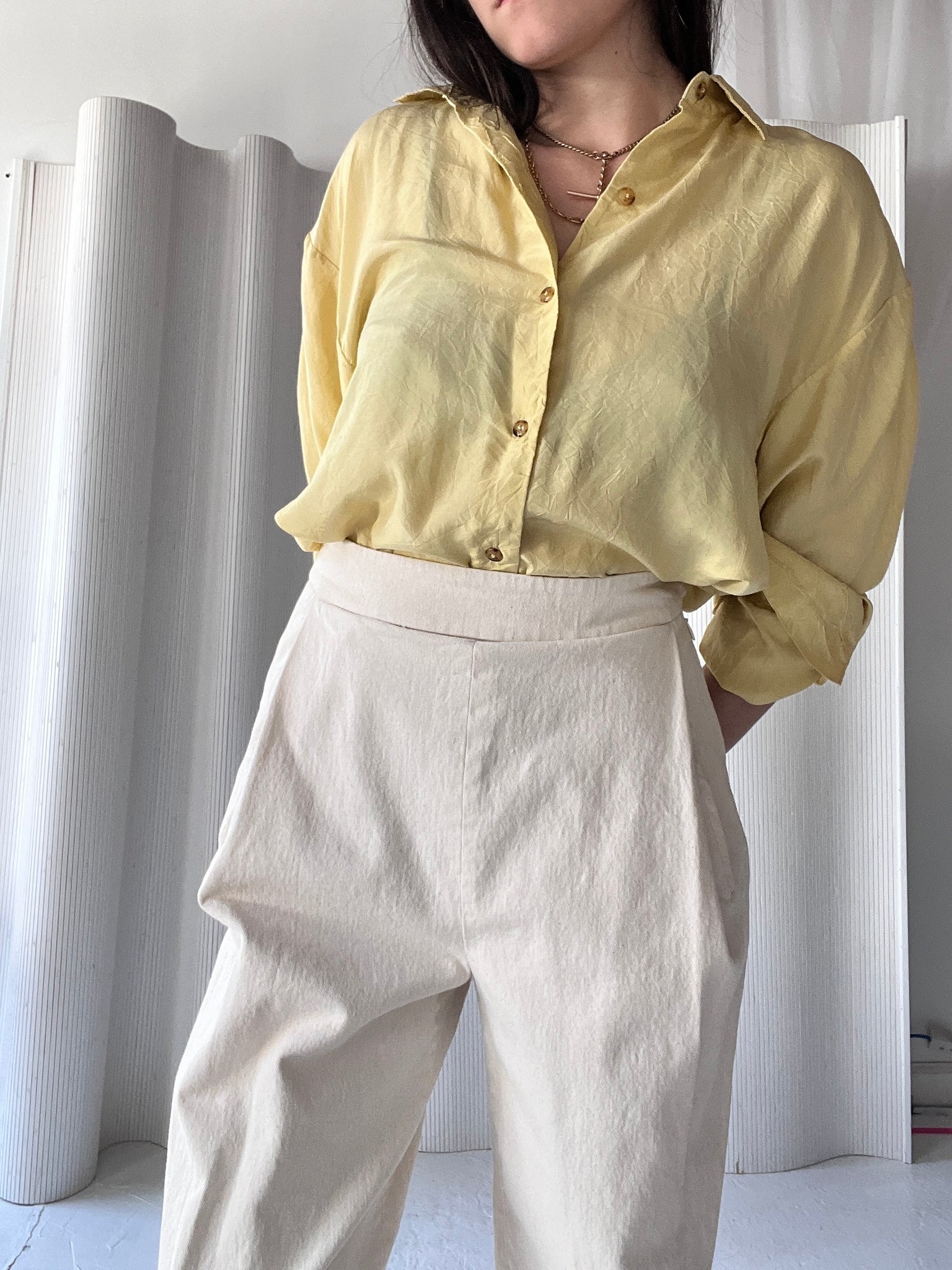 cream wide leg pant