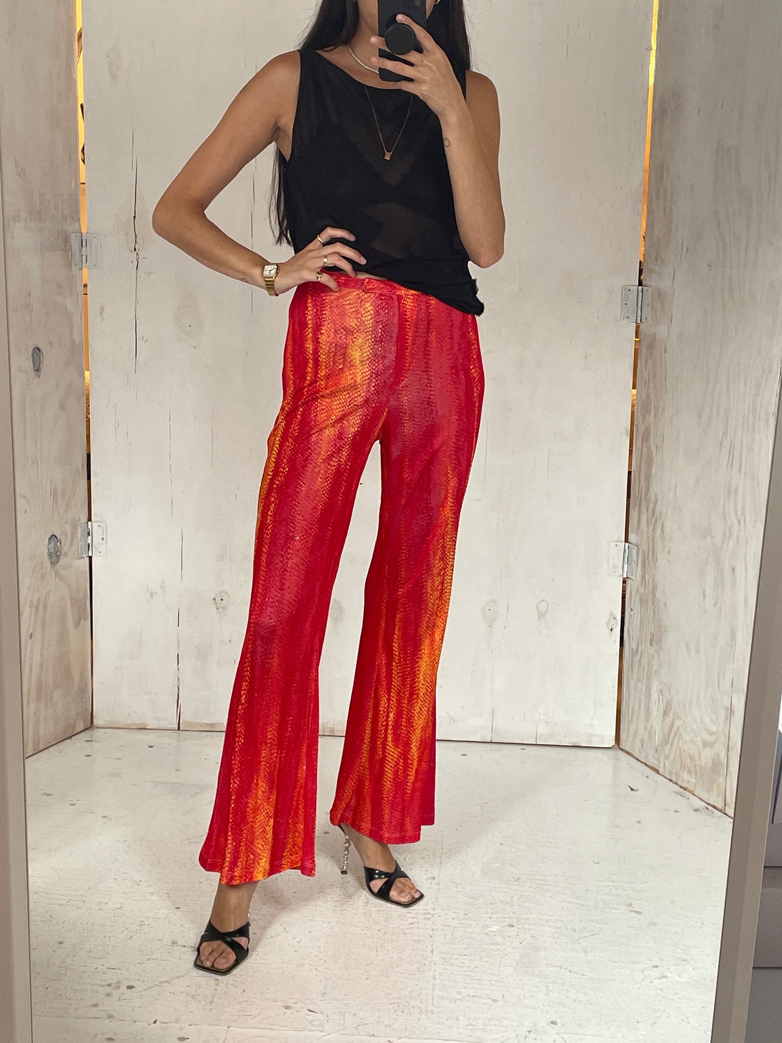 Cavalli Orange Red Sparkly Pants