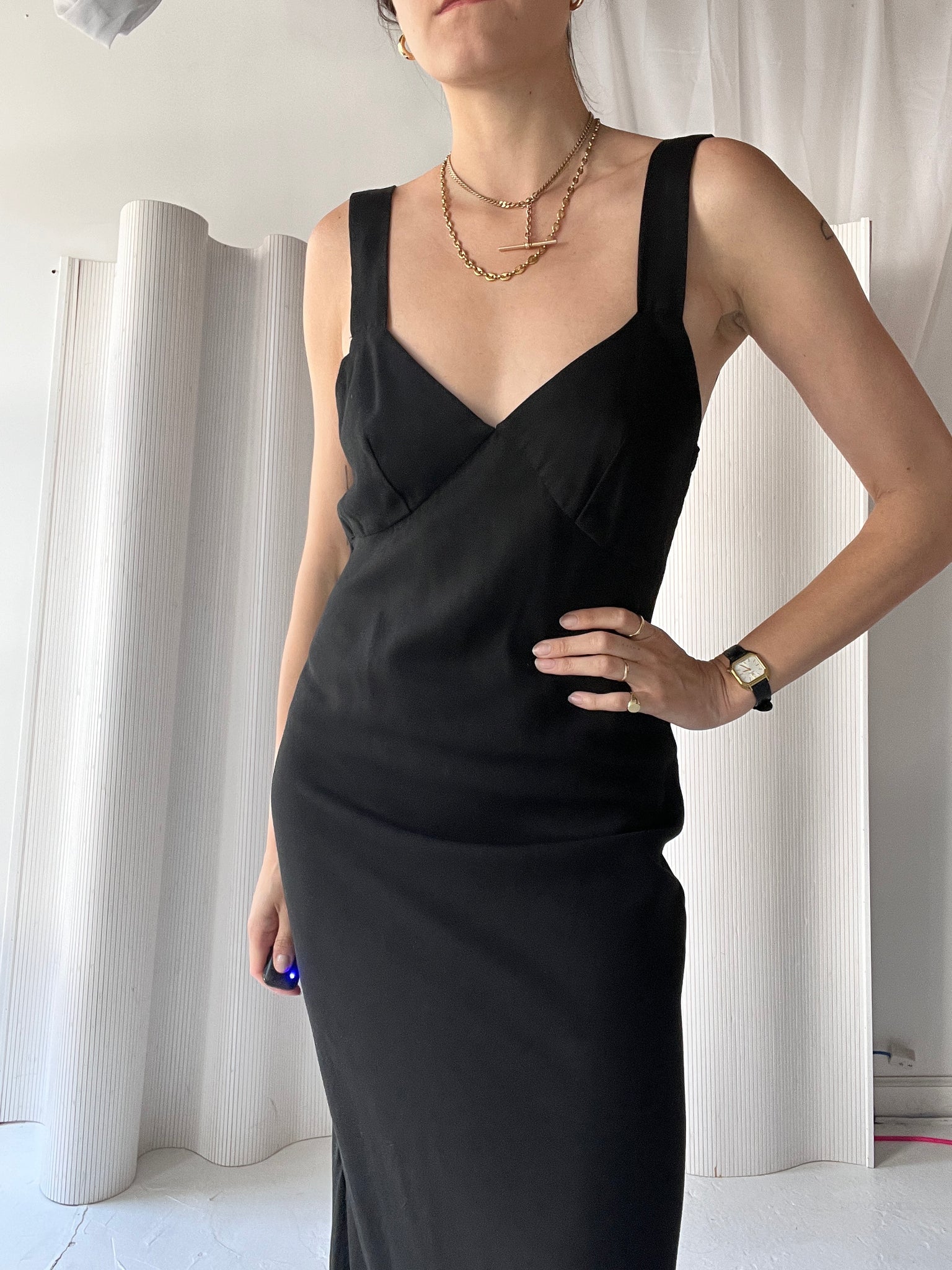 black maxi dress