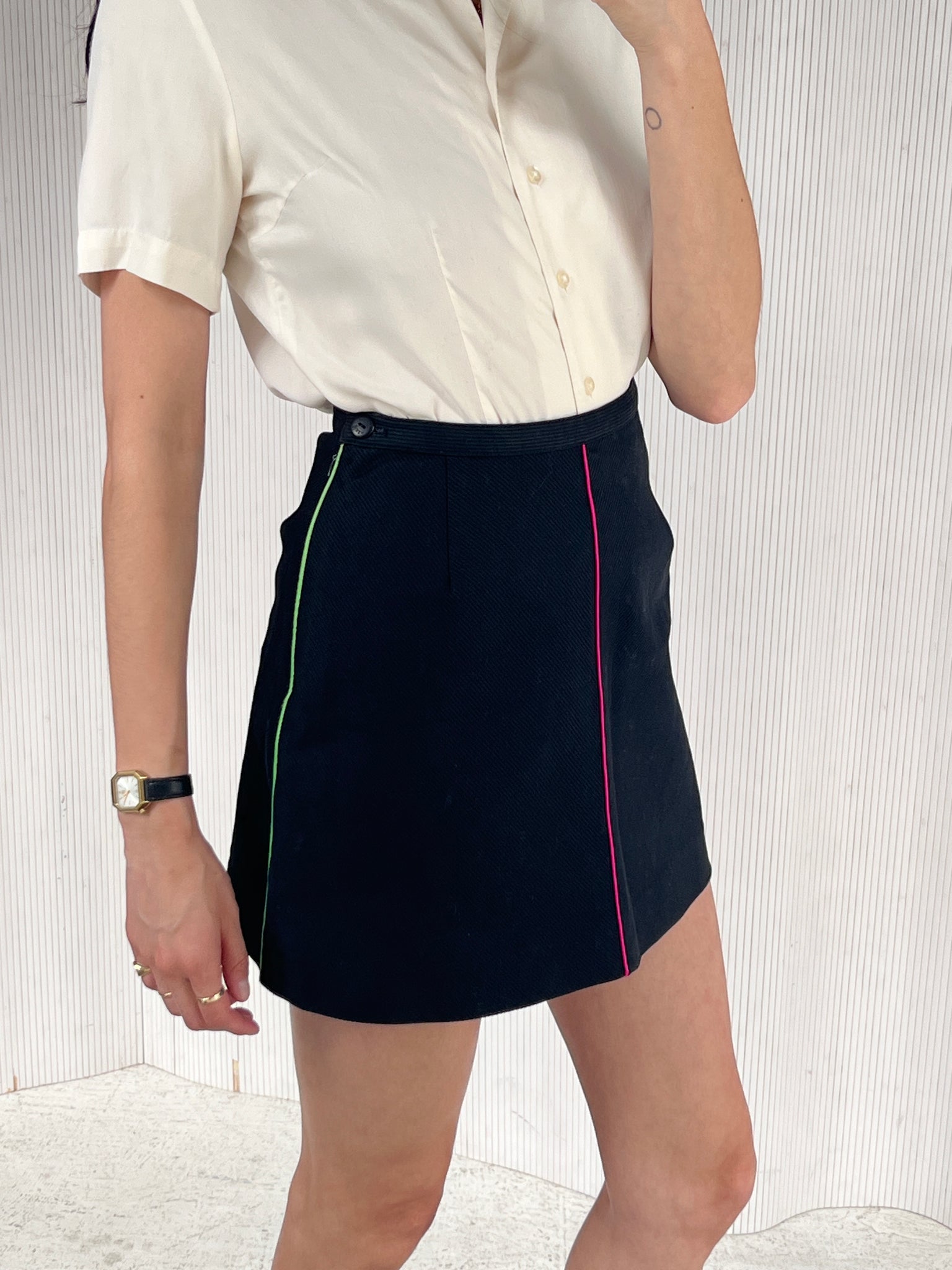 Lilly Pulitzer black & neon trim miniskirt