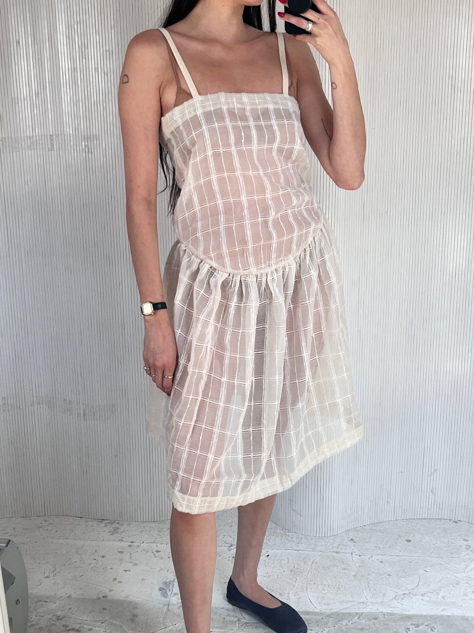 Handmade windowpane drop waist dress