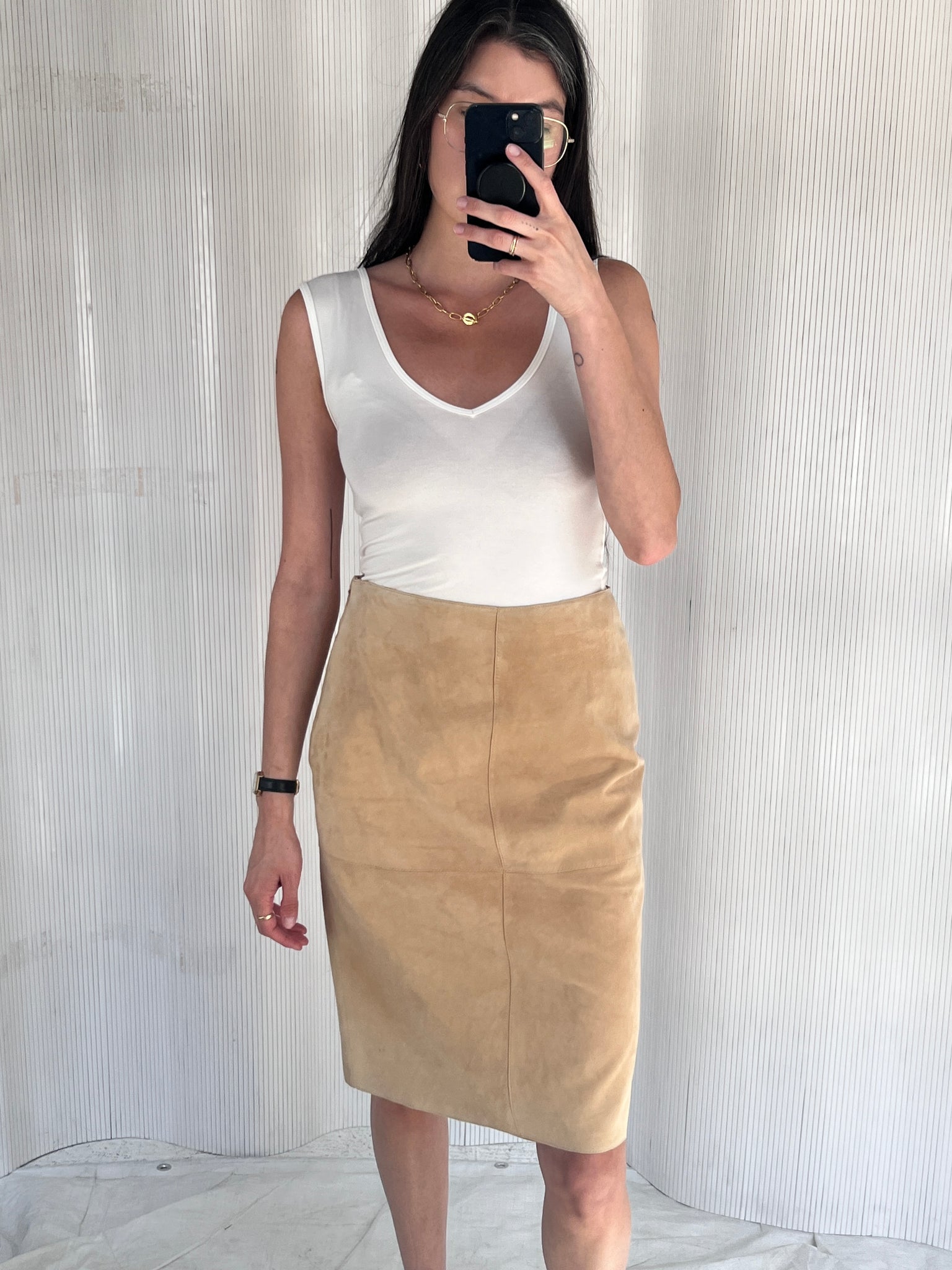 Brooks Brothers Tan Suede Skirt