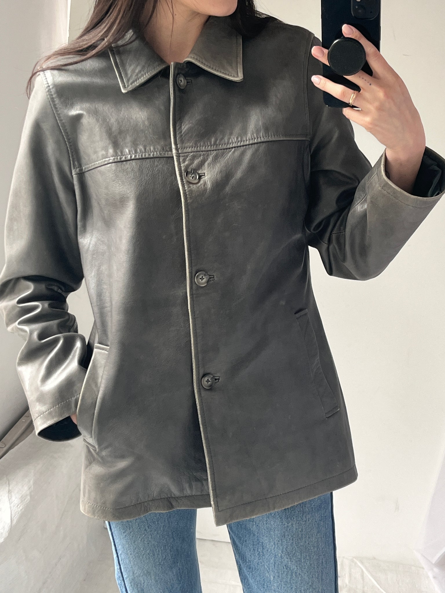 Jack Pot Gray leather jacket