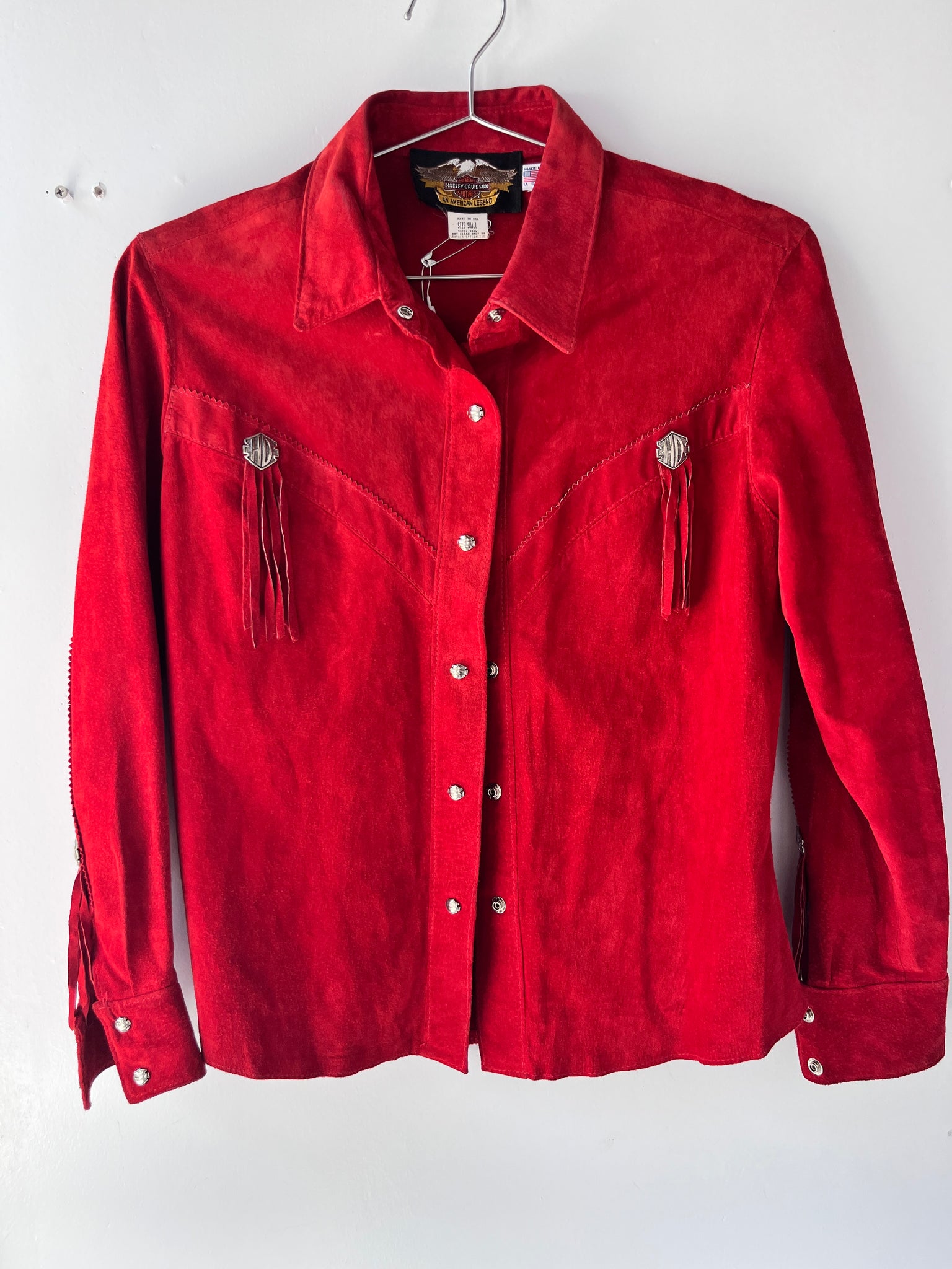 Harley Davidson Red Suede Western Shirt