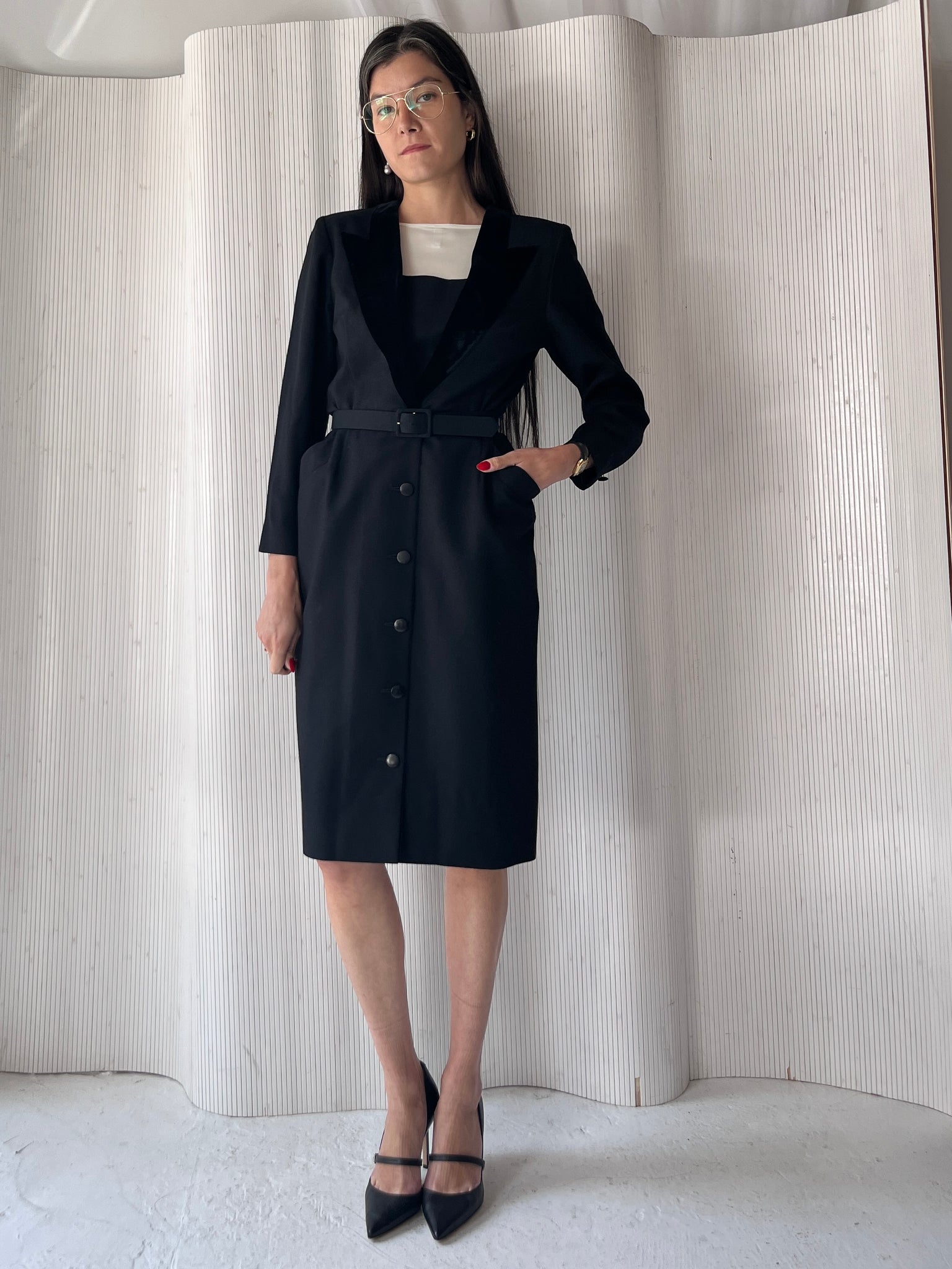 Dior Black Wool Belted Dress RTV