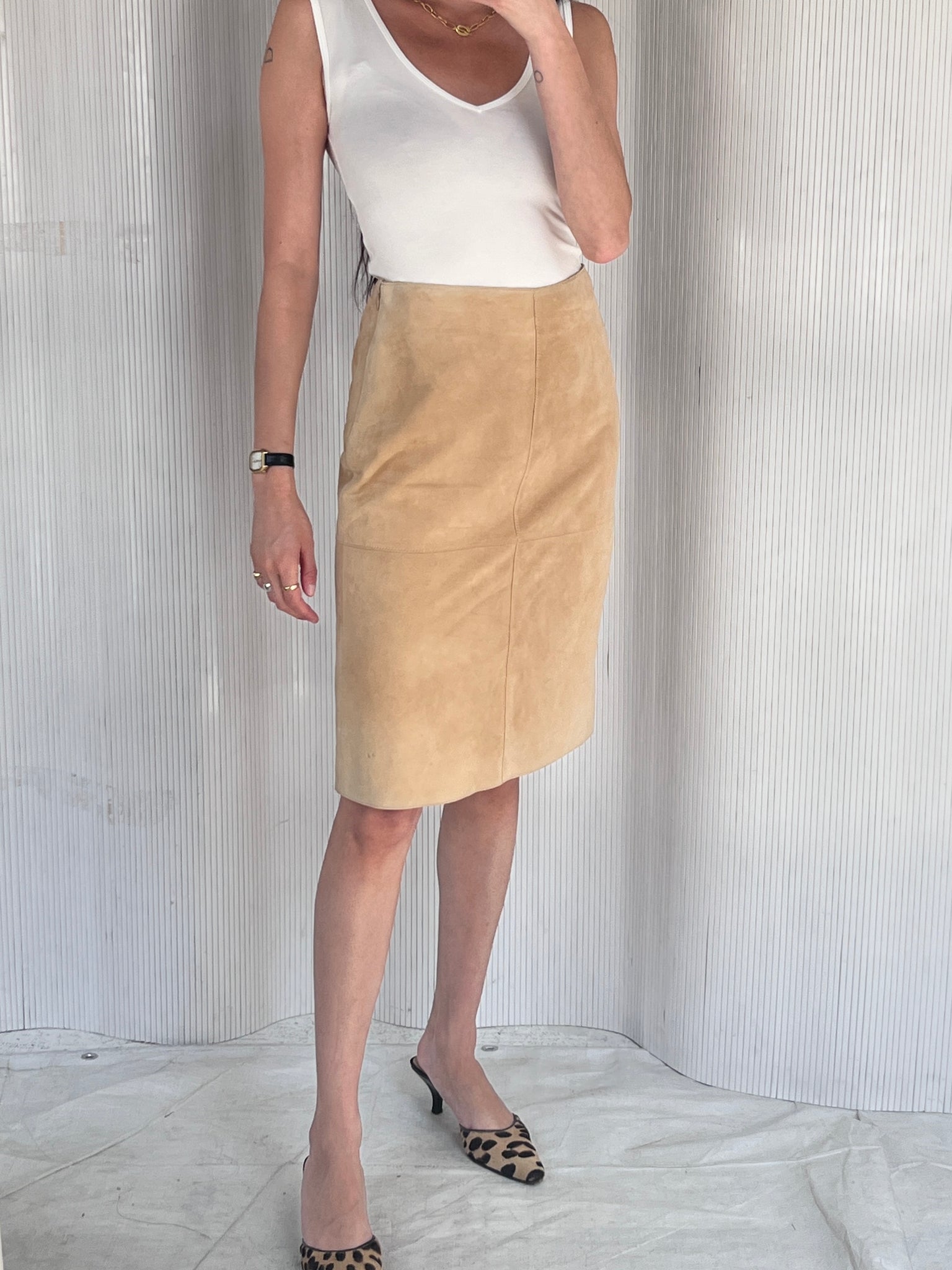 Brooks Brothers Tan Suede Skirt