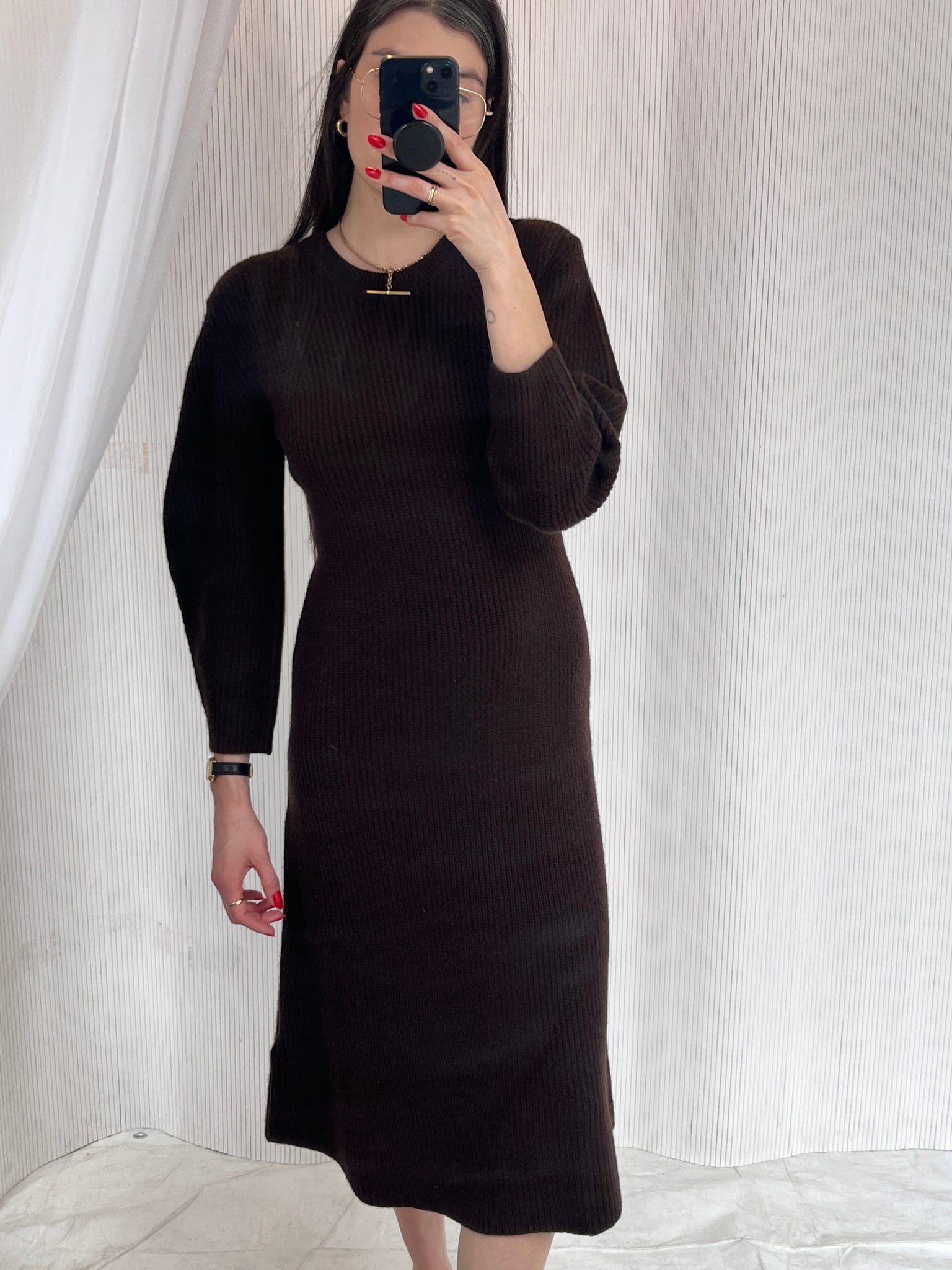 brown cashmere dress