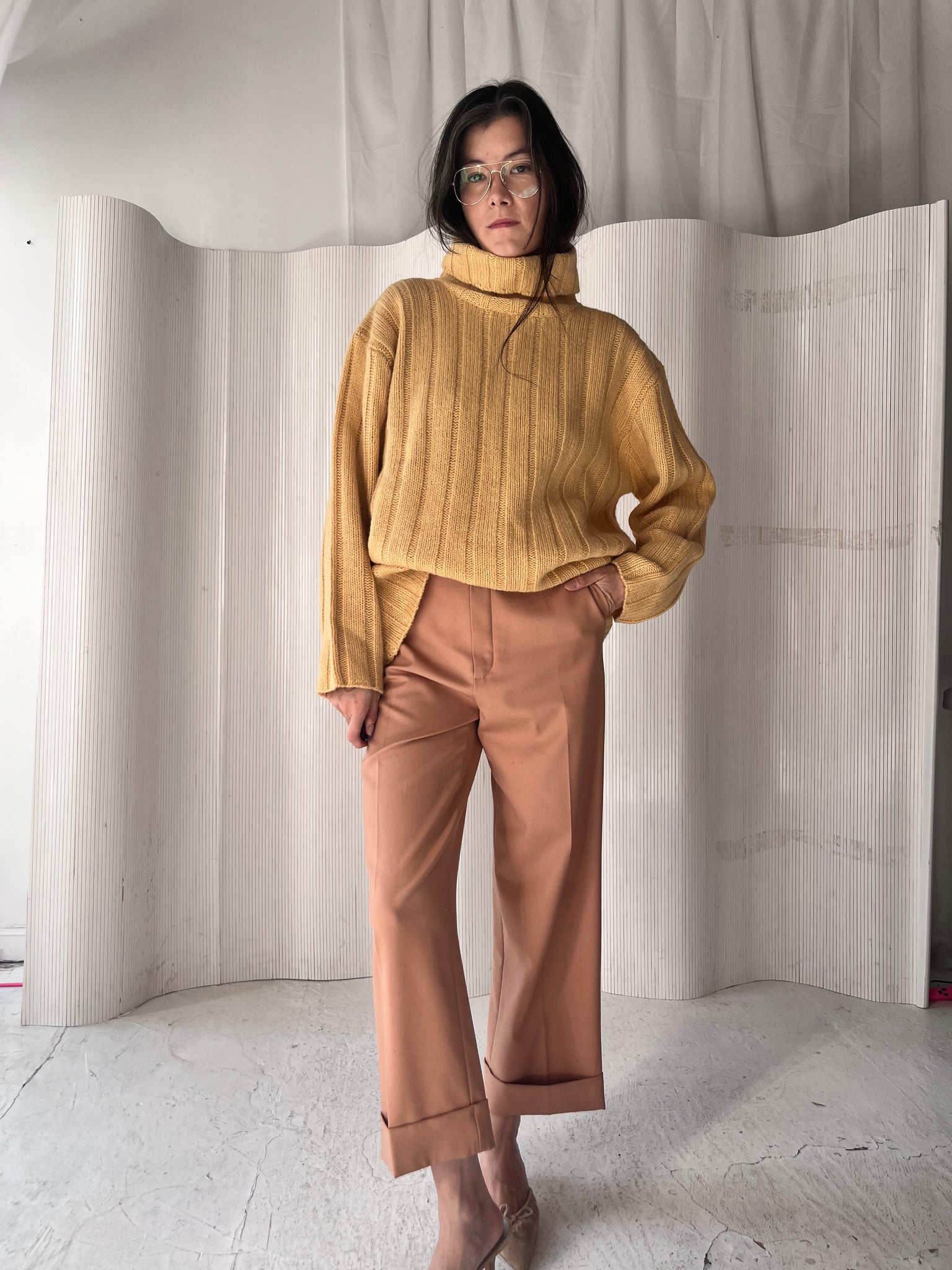 Vintage Yellow Wool Turtleneck