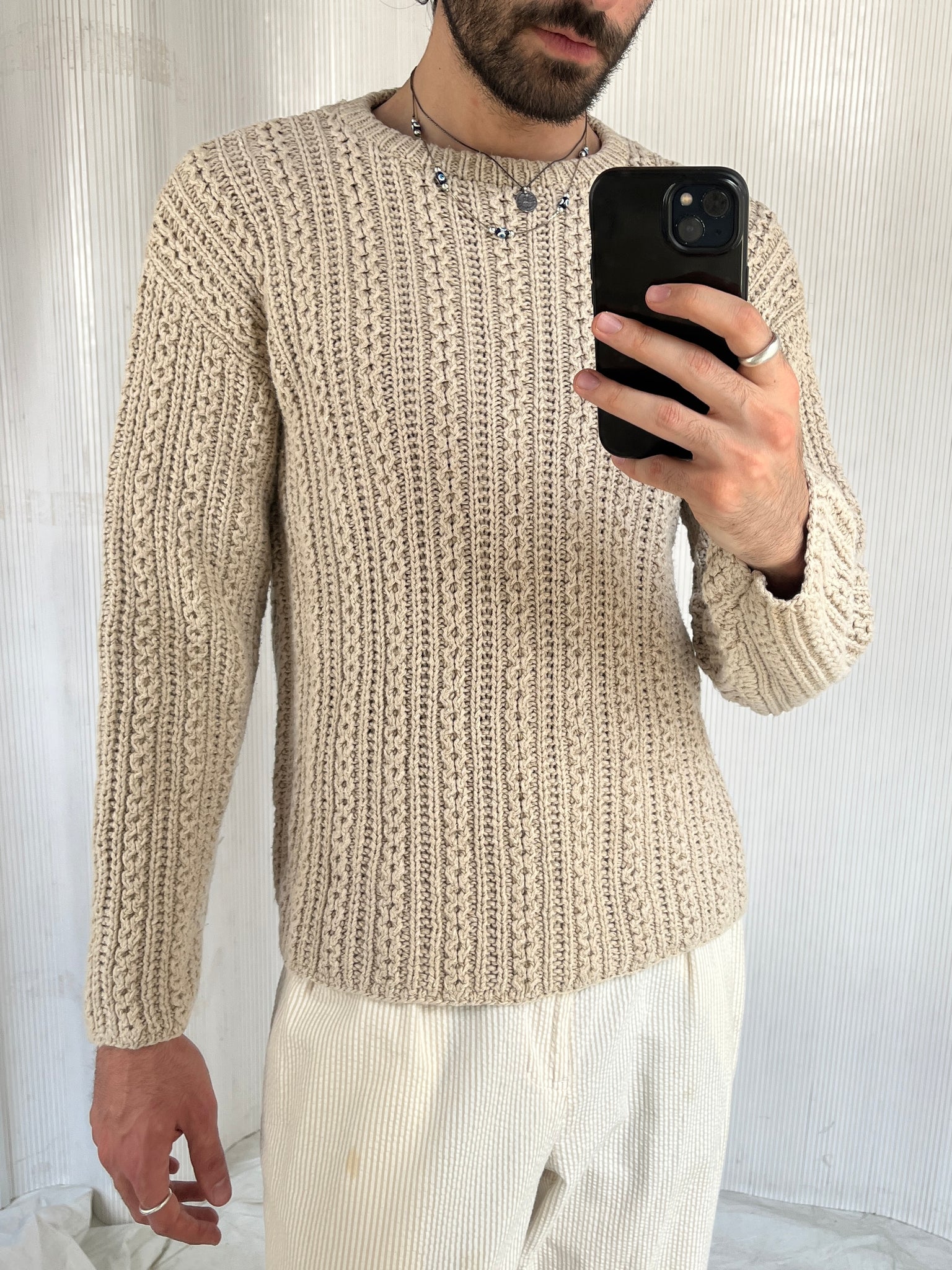 J.Crew Beige Linen and Cotton Sweater, M