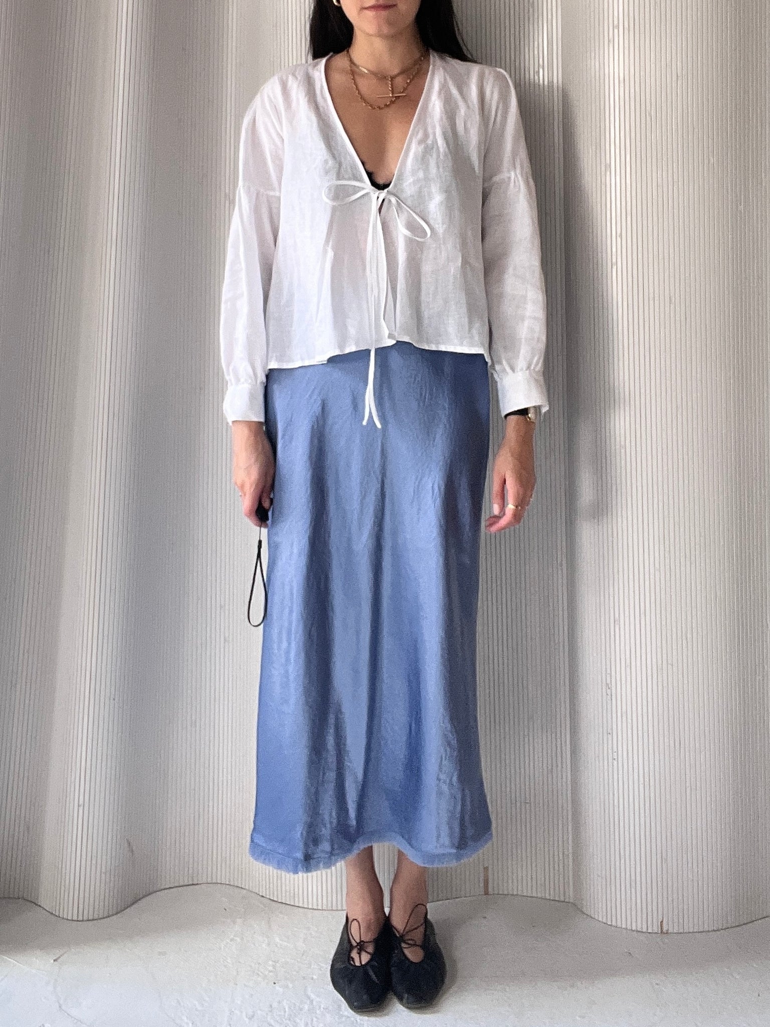 periwinkle silk skirt