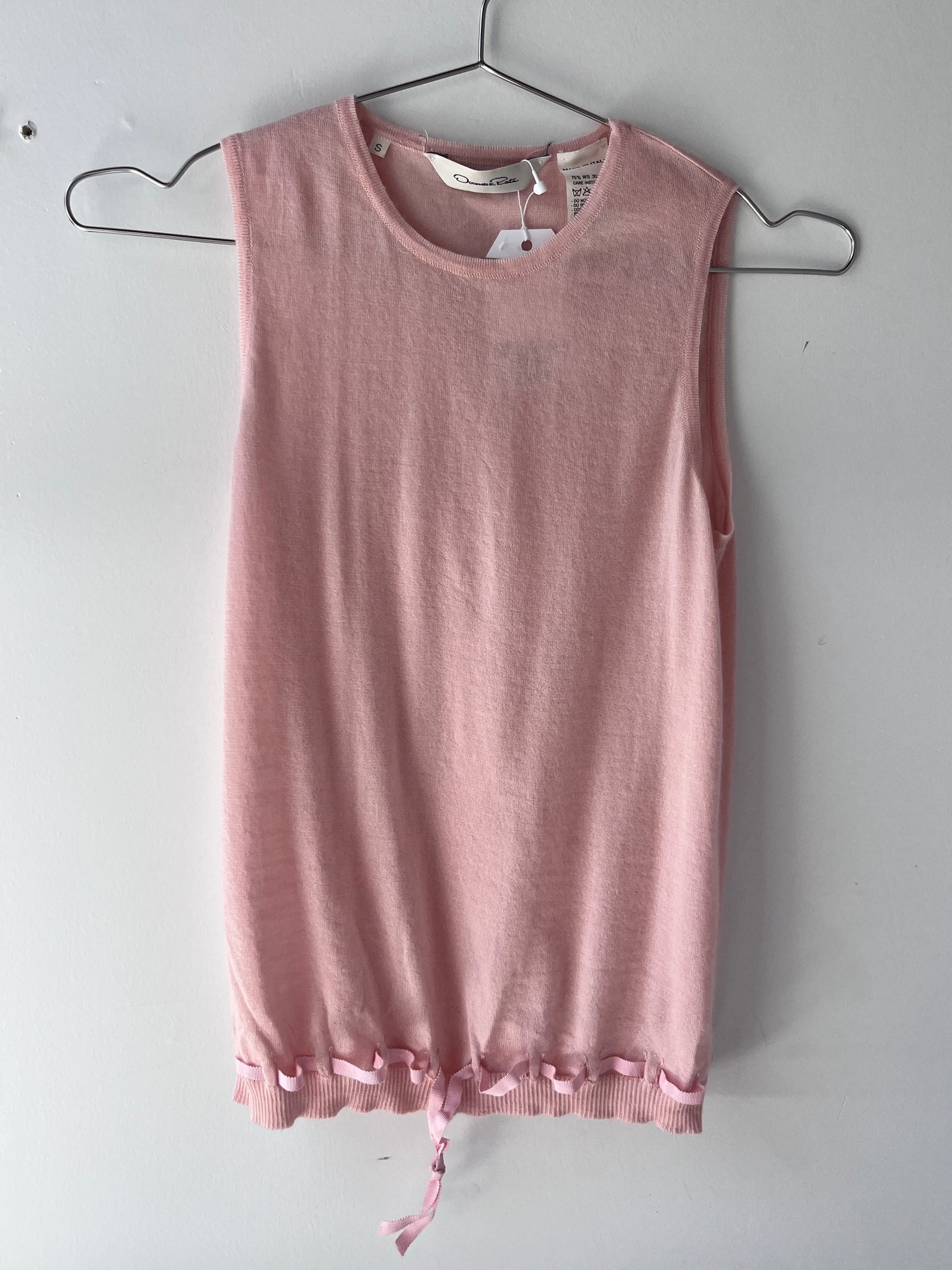 Oscar de la Renta Silk and Cashmere Pink Tank, S