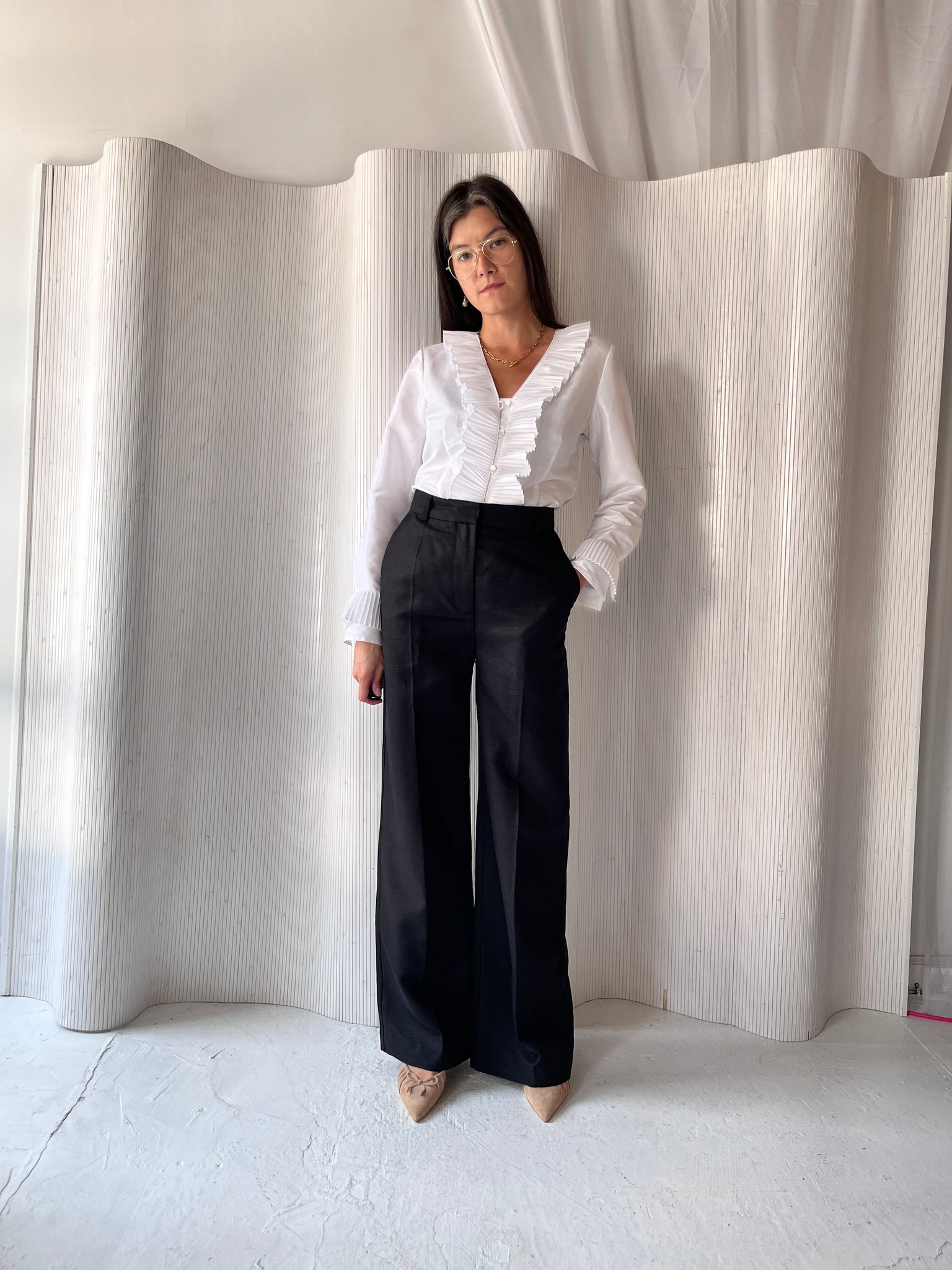 Sezane black linen pant