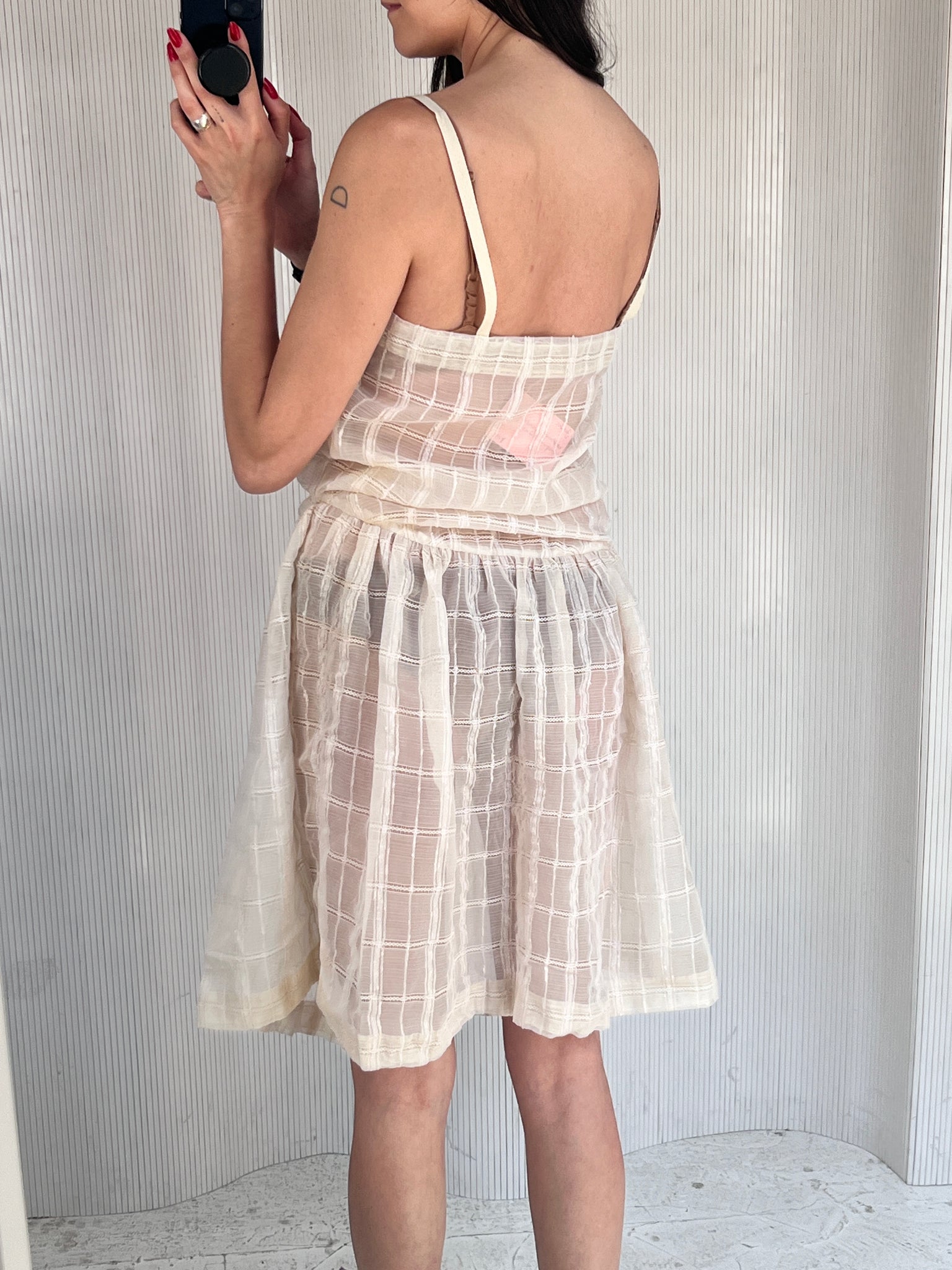 Handmade windowpane drop waist dress