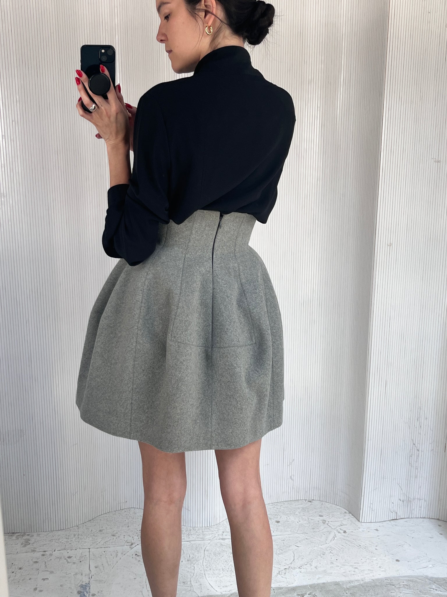 Alaïa gray structured skirt