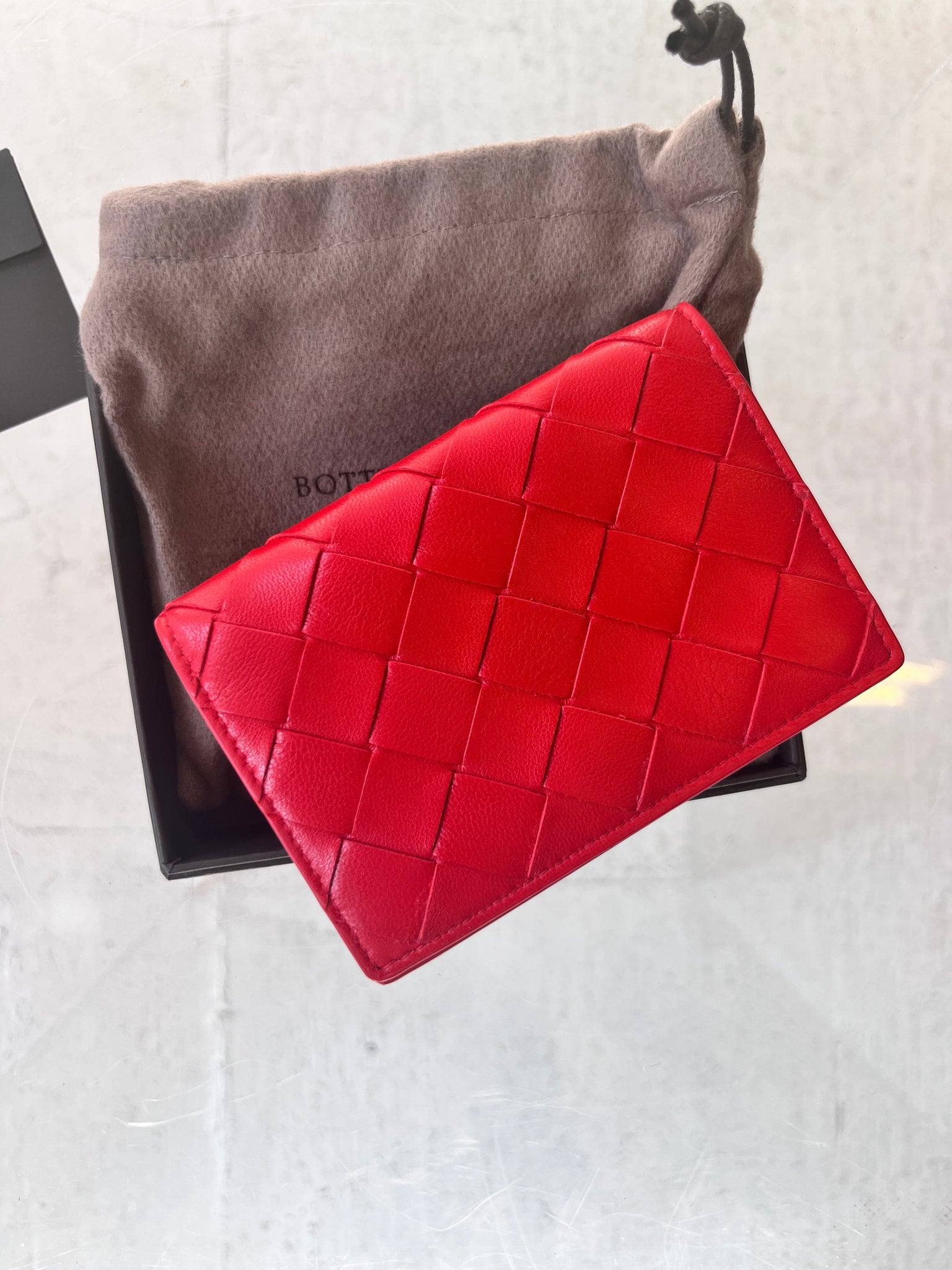 Bottega Venetta red wallet