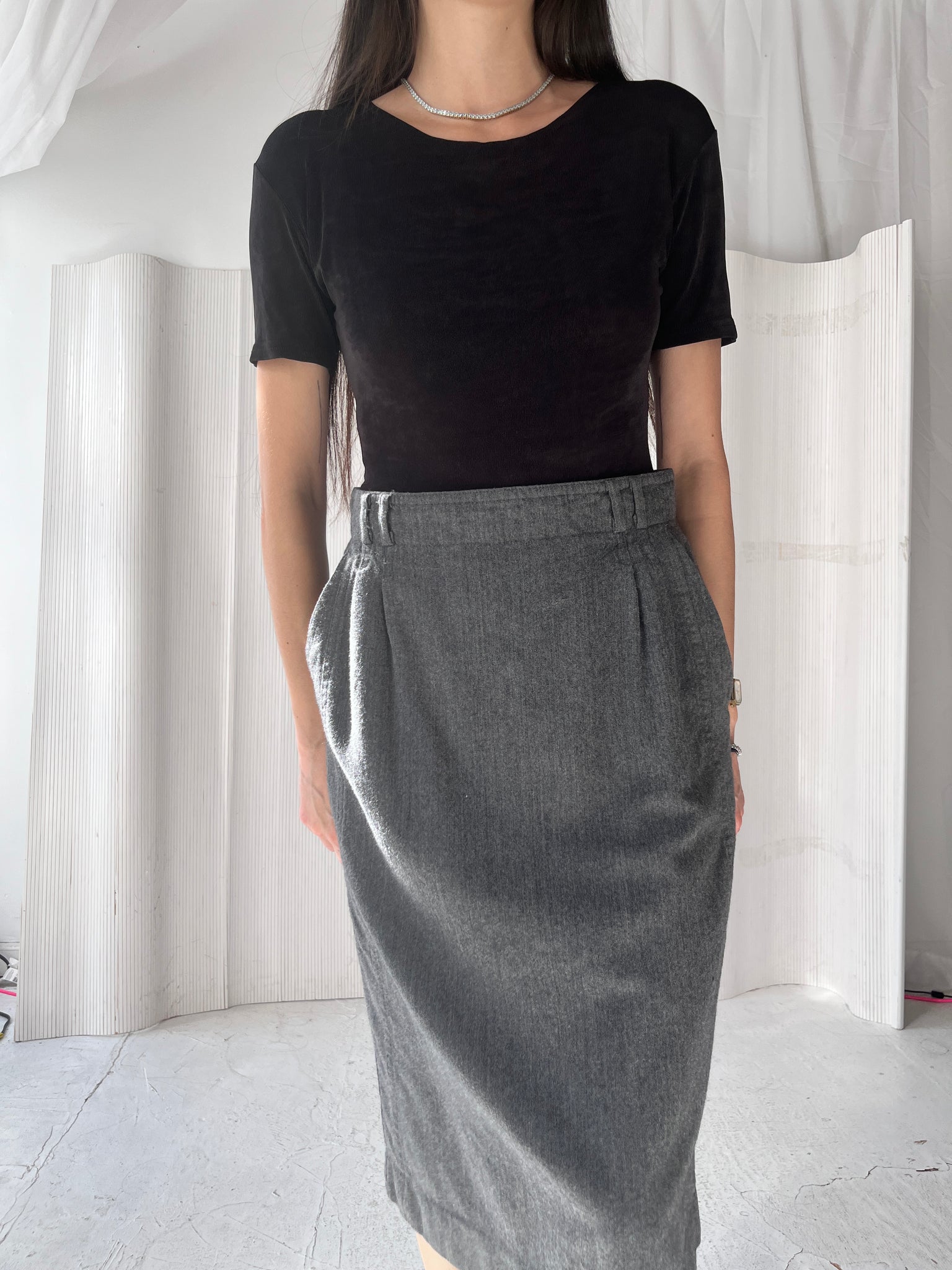 Escada grey wool pencil skirt