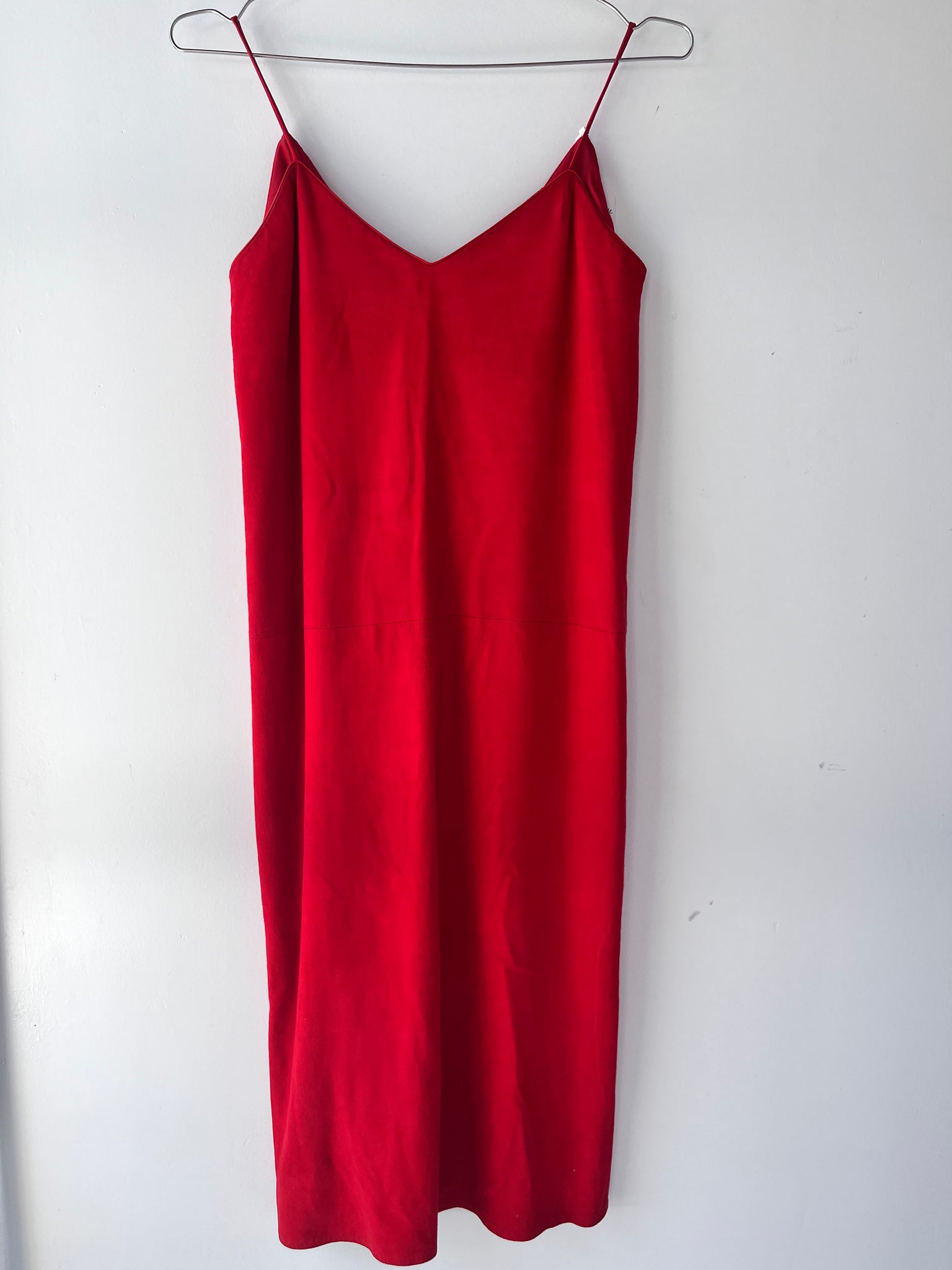 Vakko Red Suede Dress, S