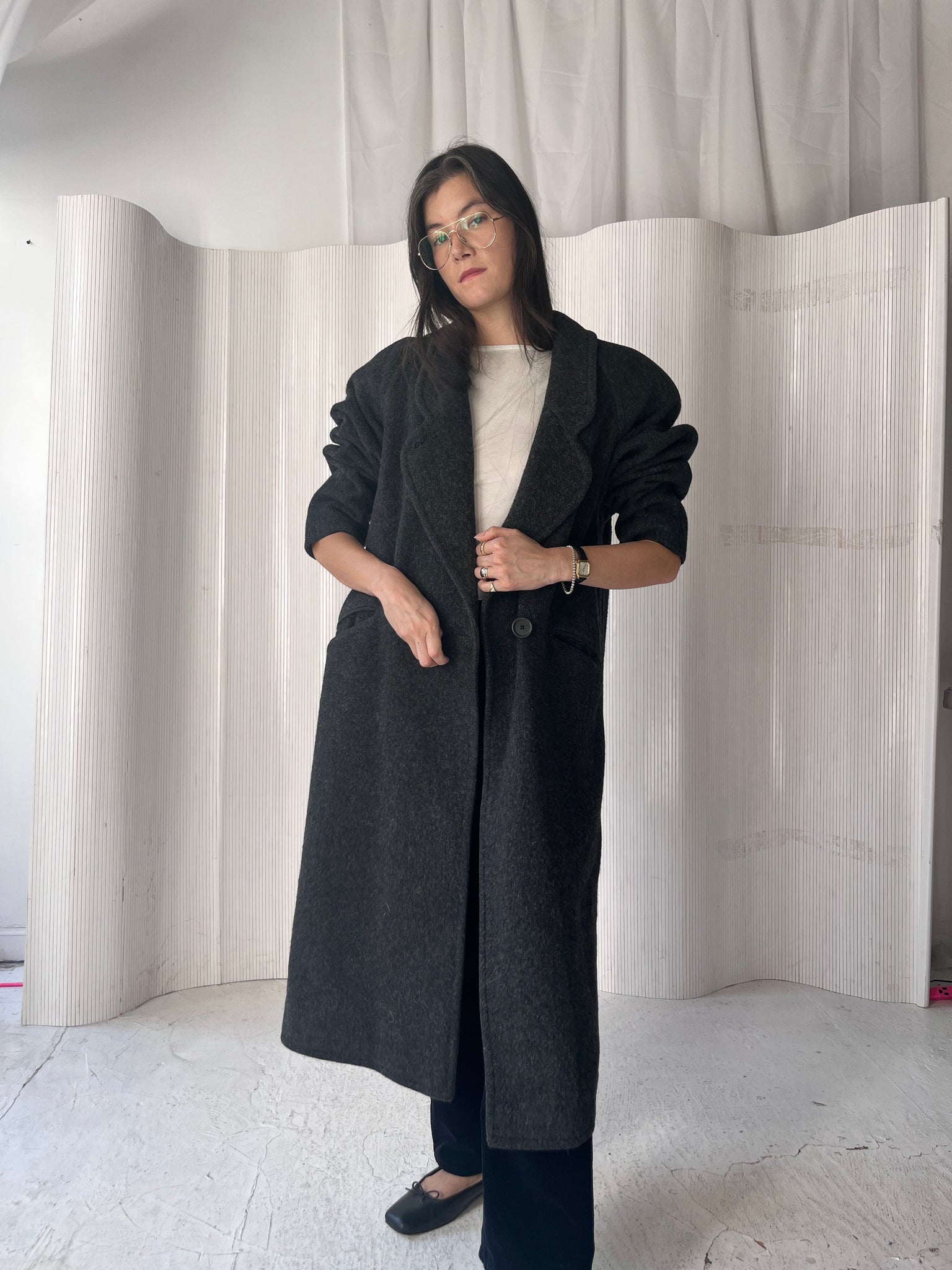 Charcoal Melange Wool Coat