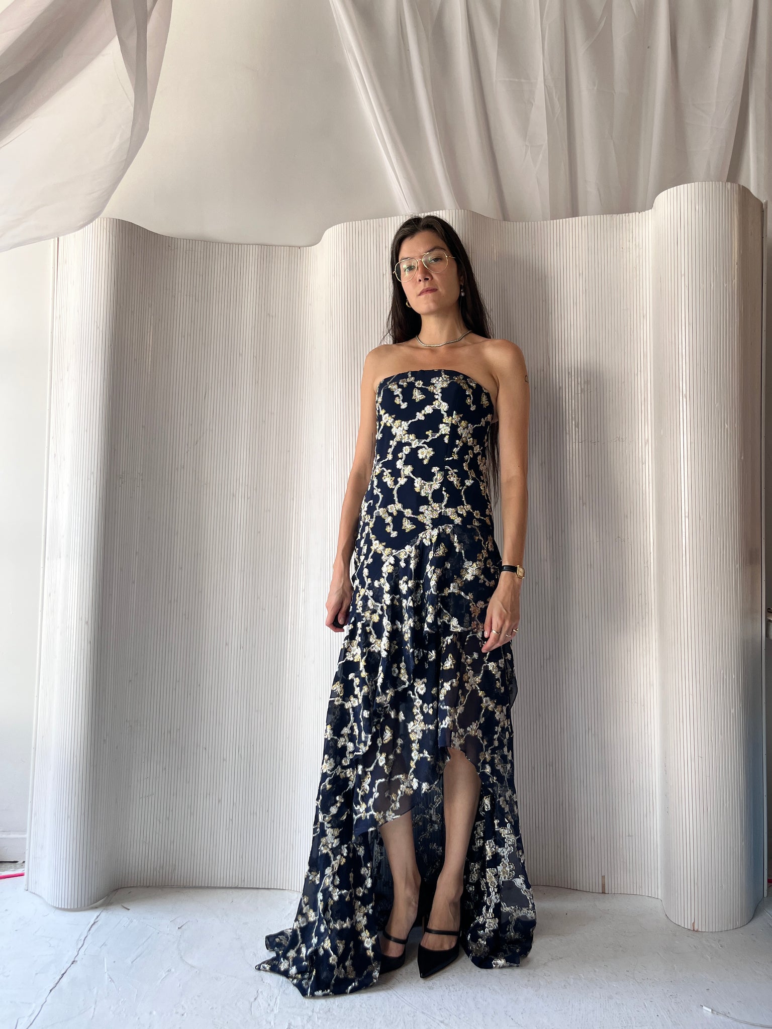 Oscar de la Renta jacquard navy gown