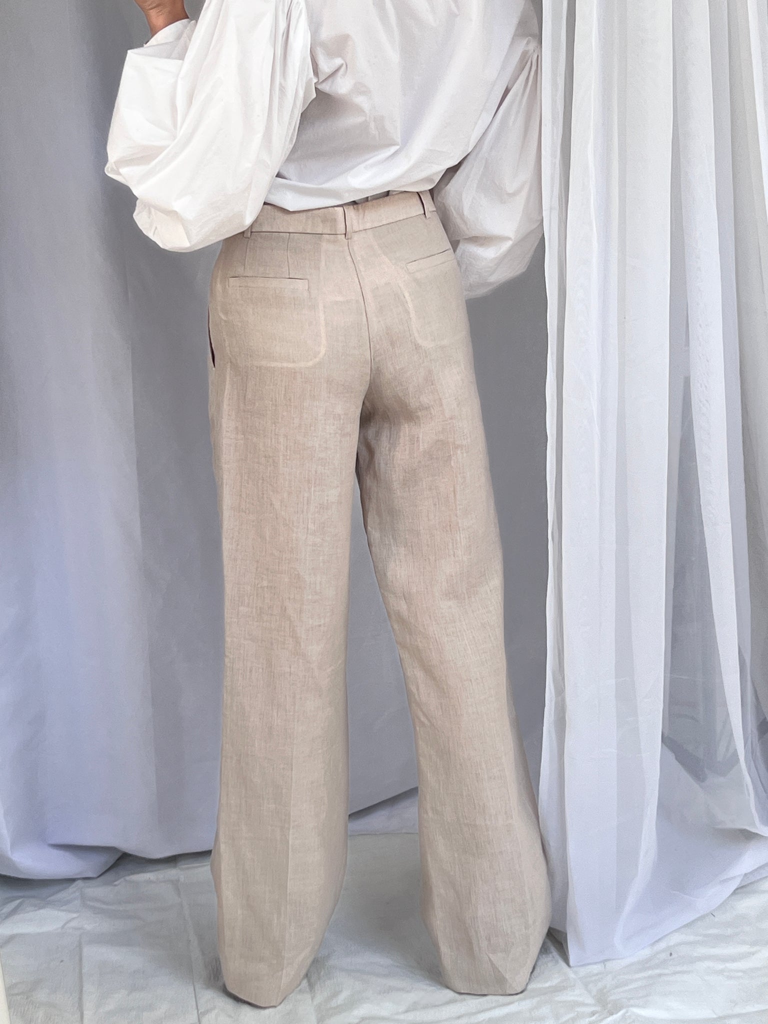 Beige linen pants