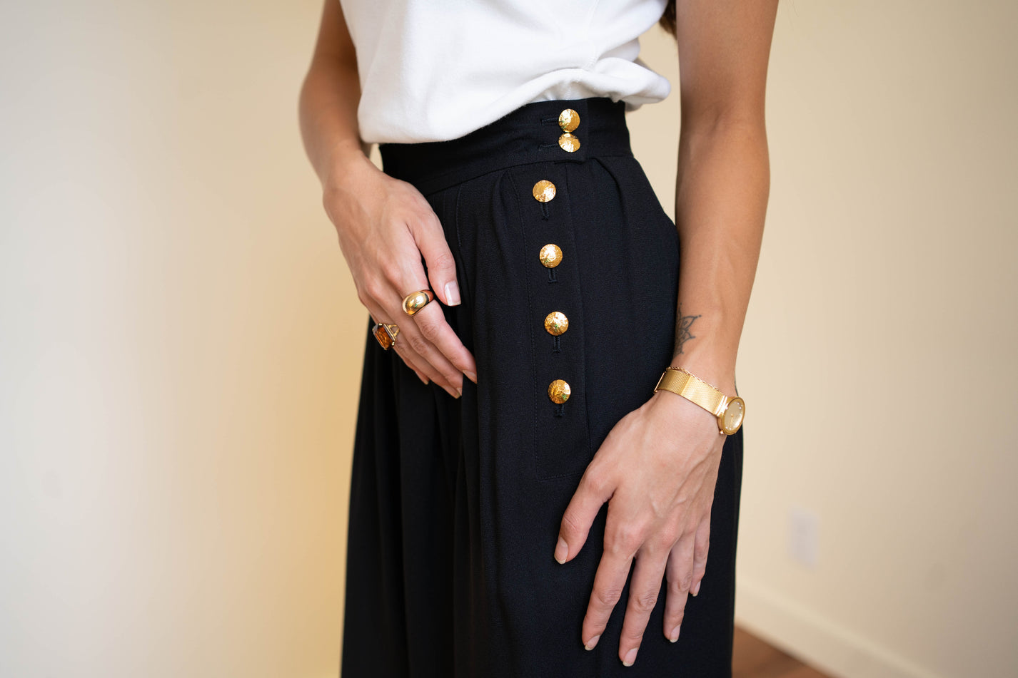 YSL crepe wide leg pants