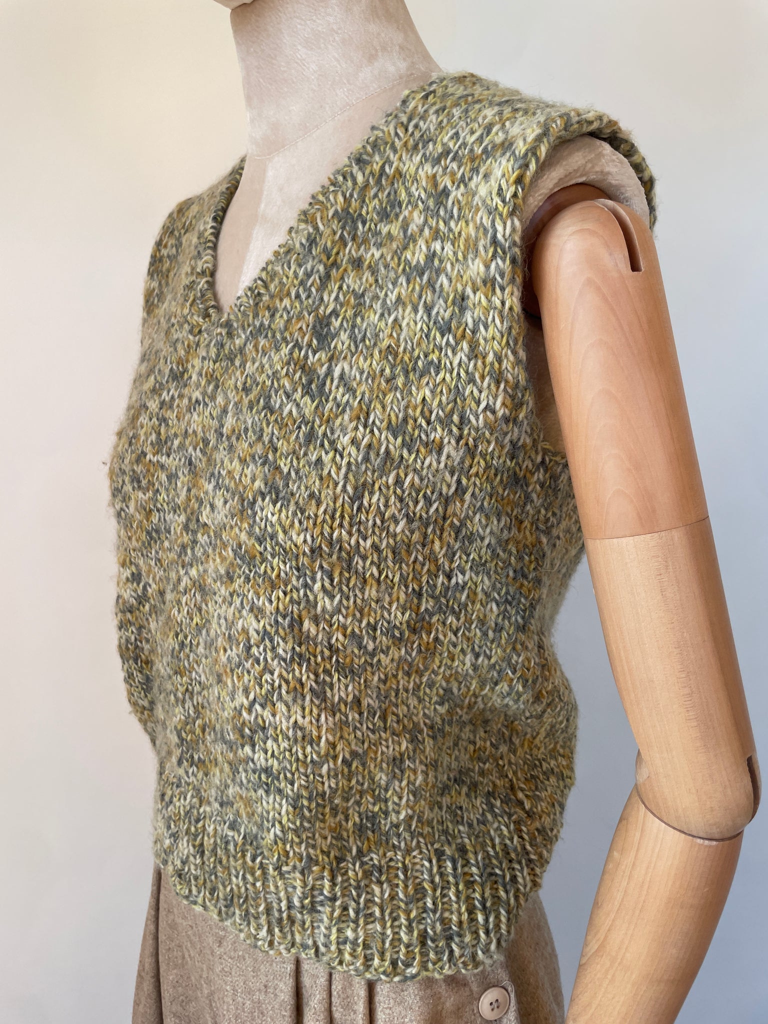 Chunky Hand Knit Marled Vest