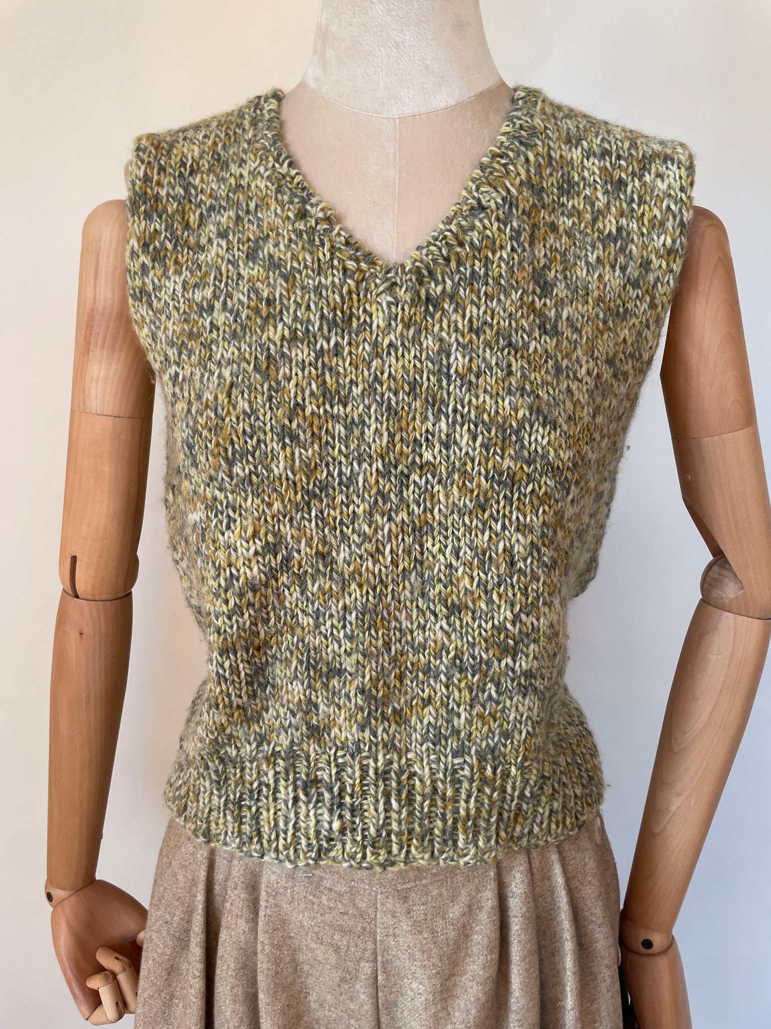 Chunky Hand Knit Marled Vest