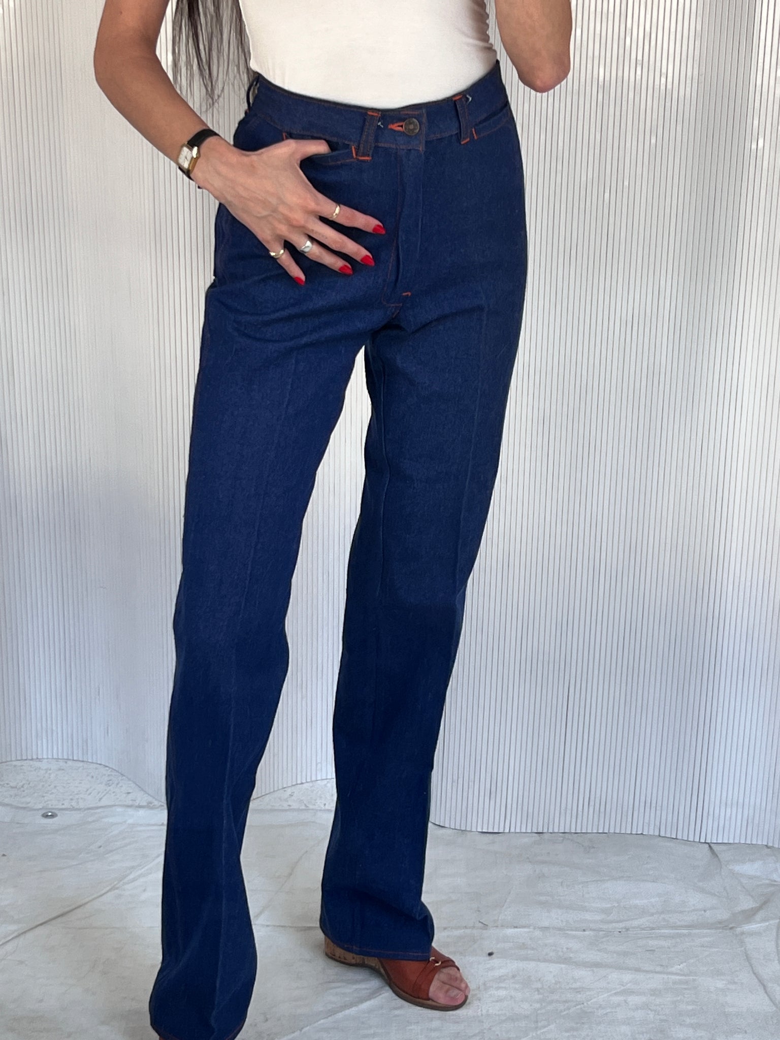 vintage 1970s deadstock rainbow pocket jeans