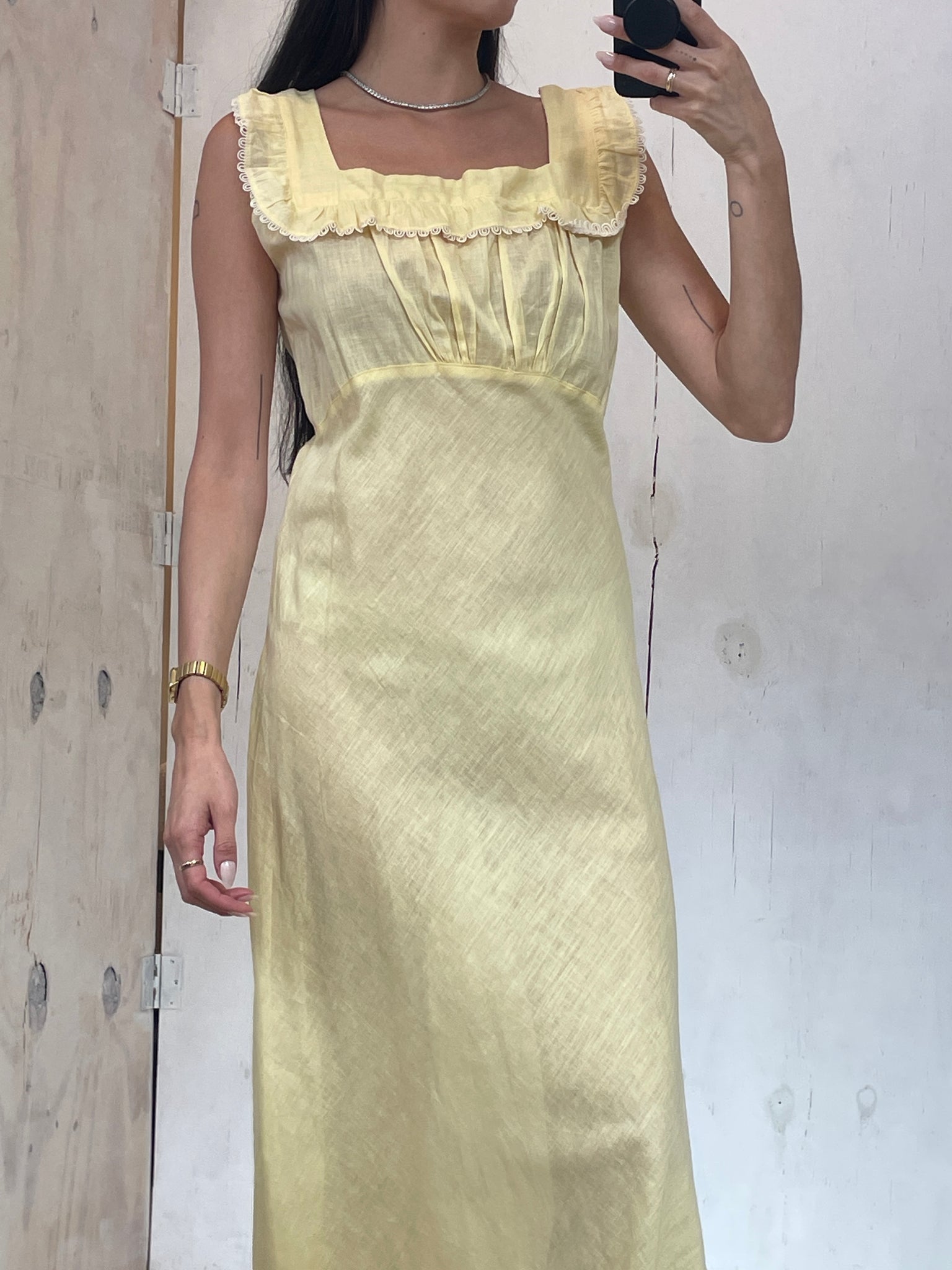 1940s Bias Cut Yellow Dress