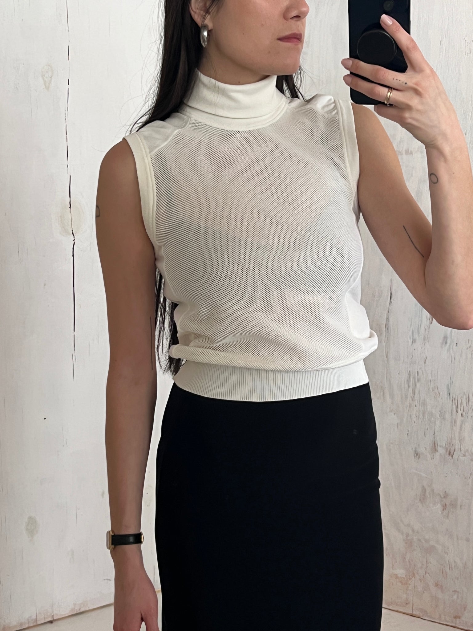 MIU MIU Mesh Sleeveless Turtleneck