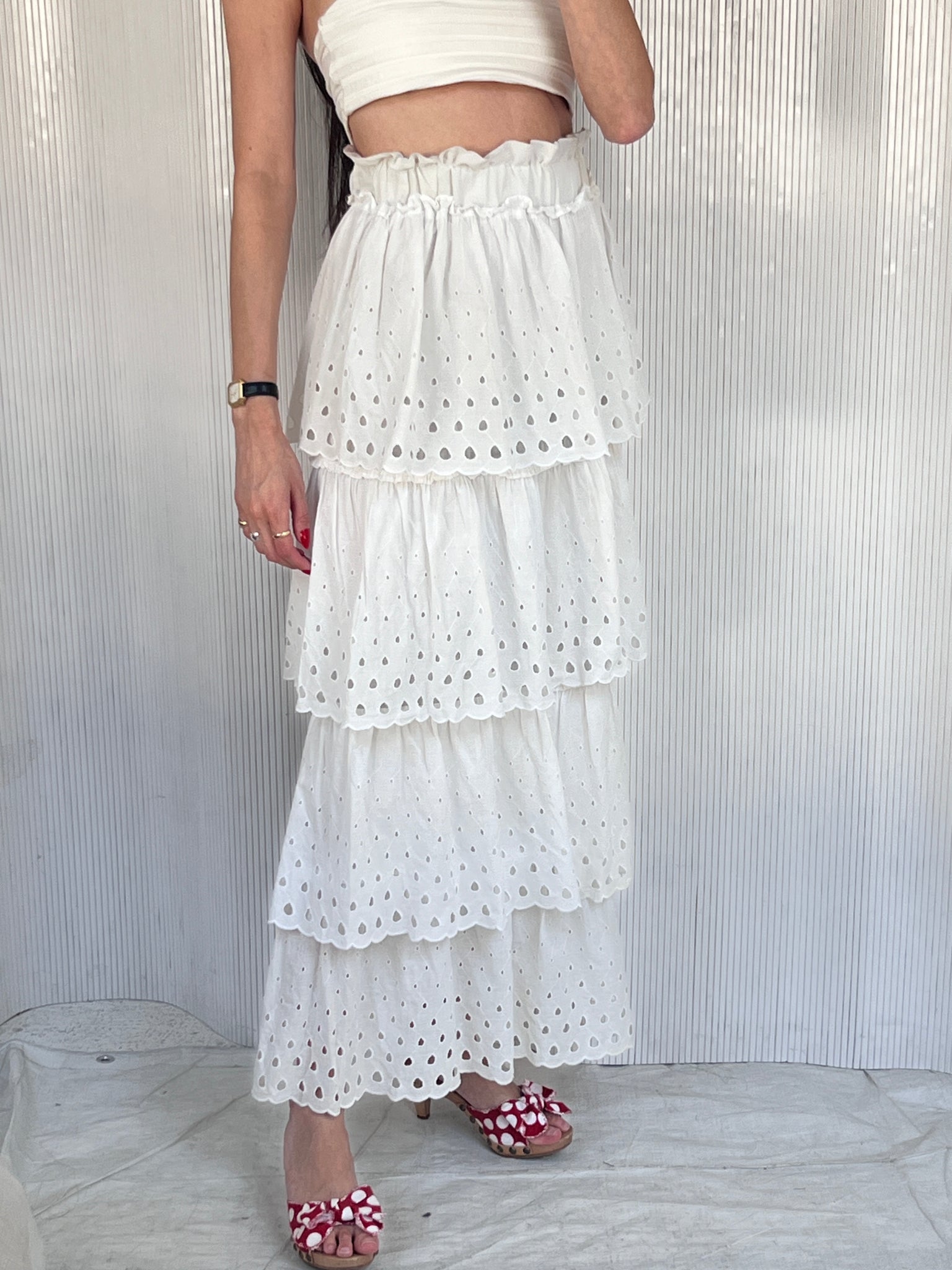 Handmade tiered eyelet skirt