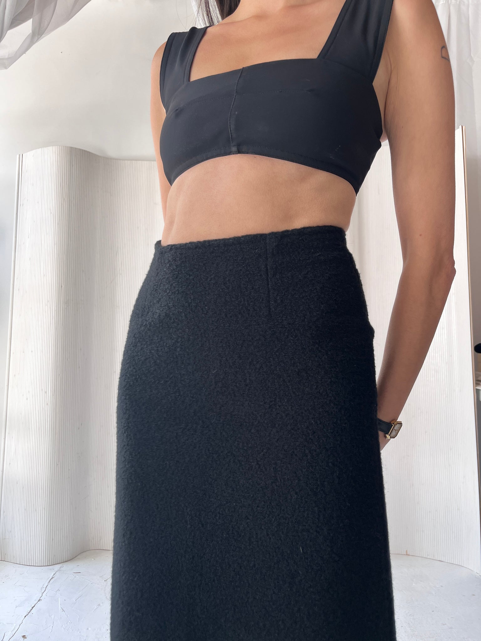 Black Wool Maxi Skirt RTV