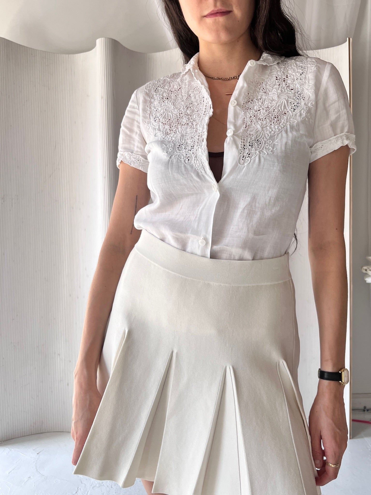 White cotton embroidered blouse