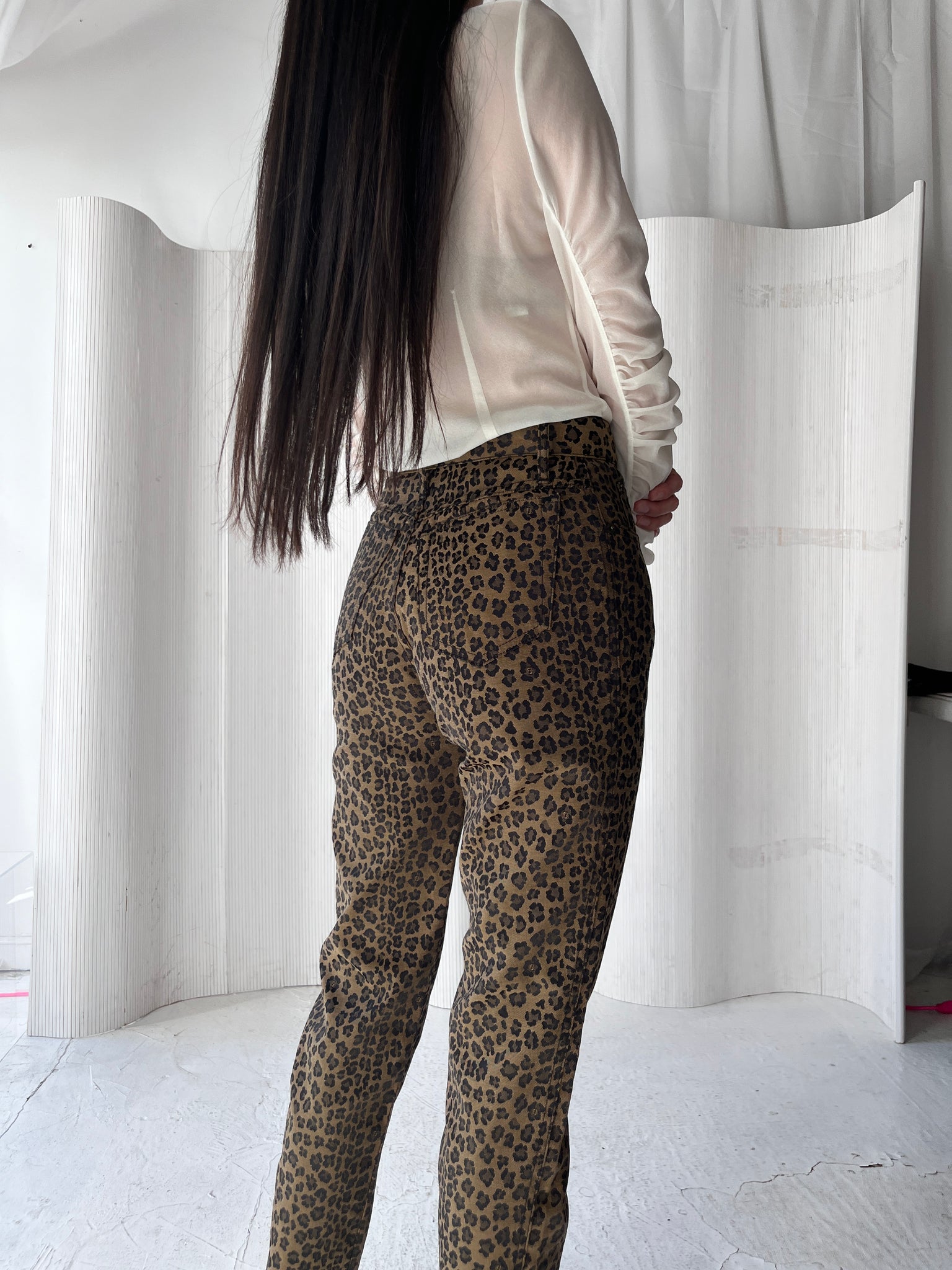 Fendi High Waist Leopard Print Jeans