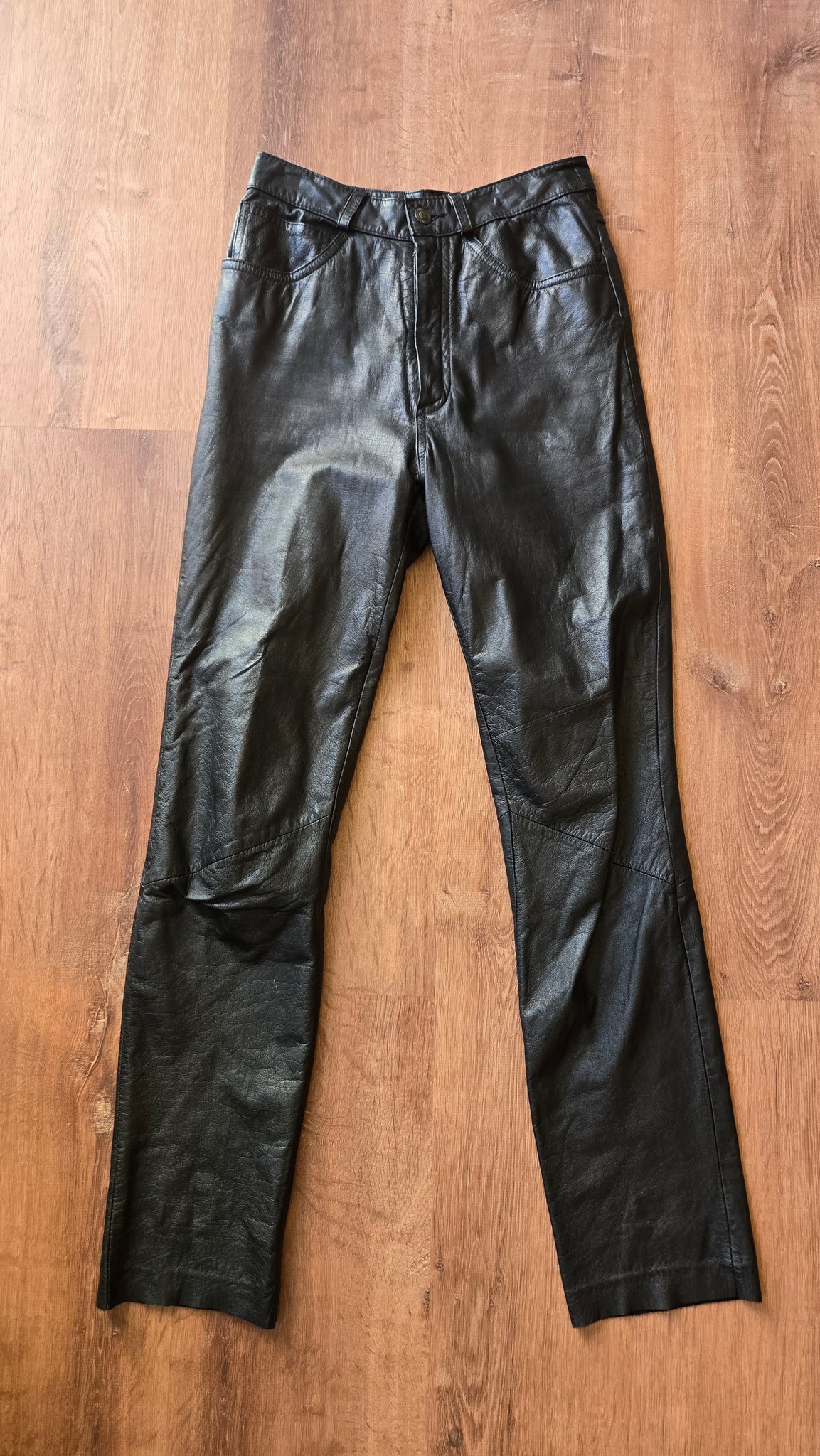 Black leather jeans