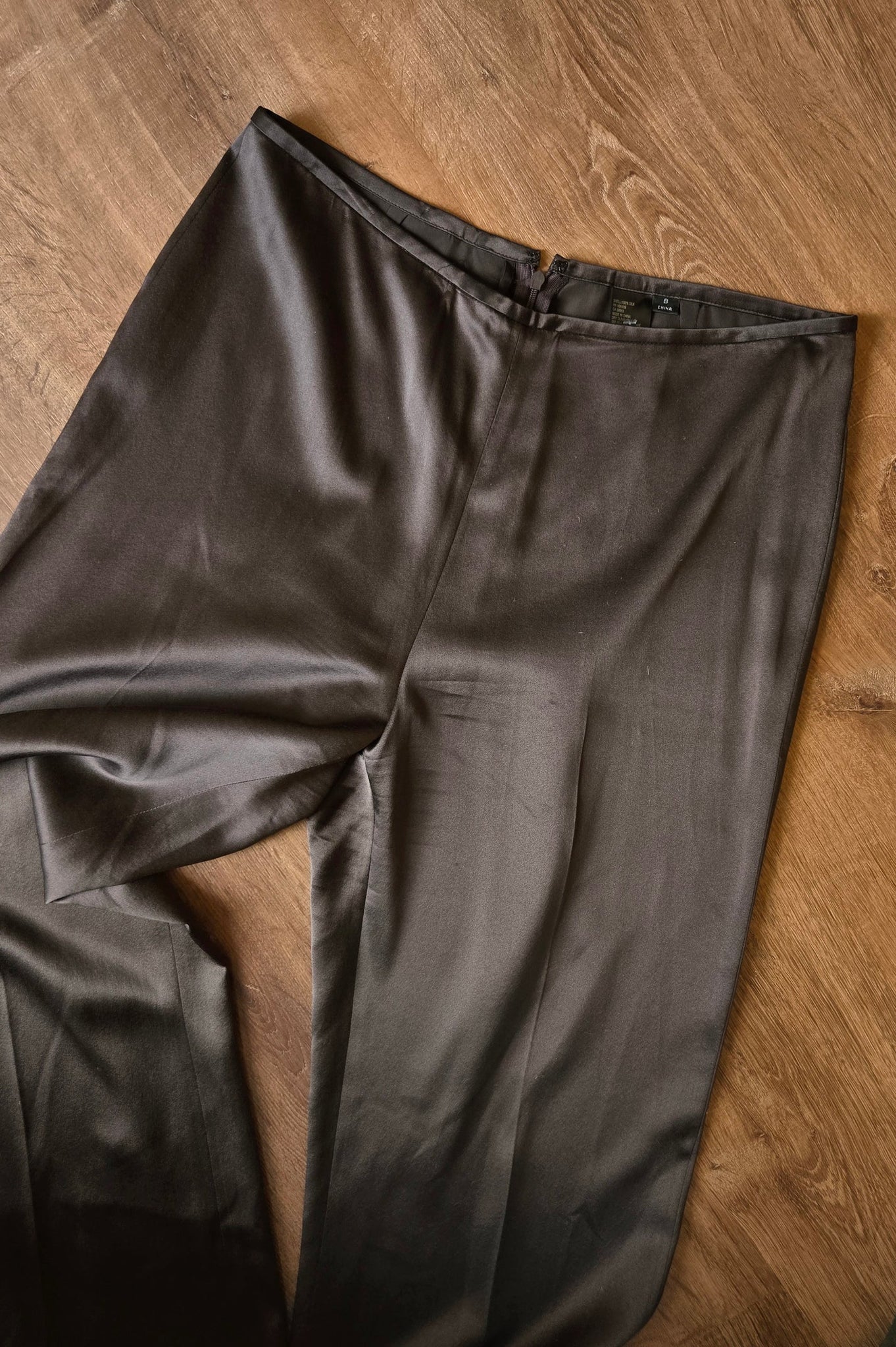 Brown, liquid silk pants