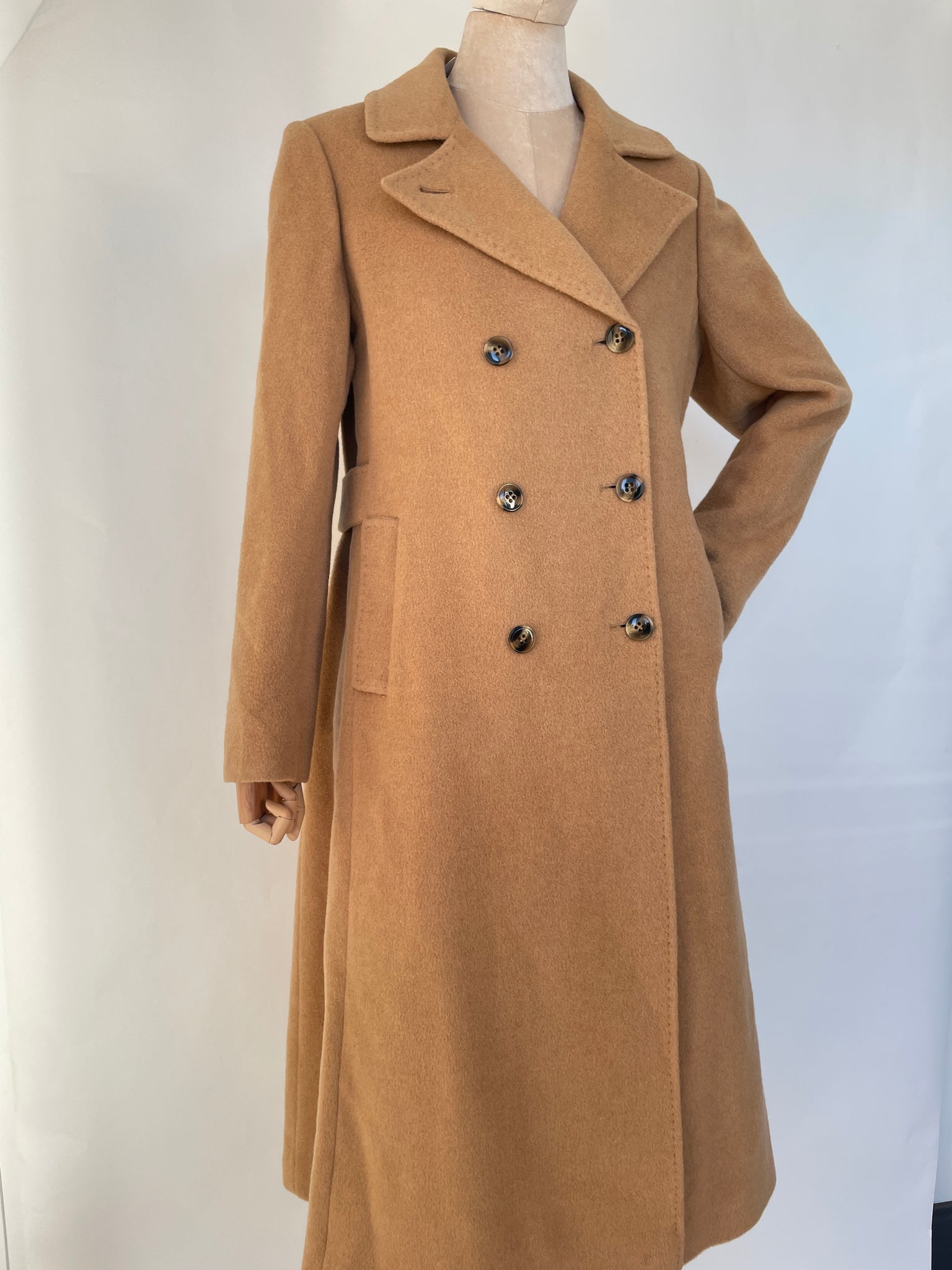 Camel Double Breasted Peacoat