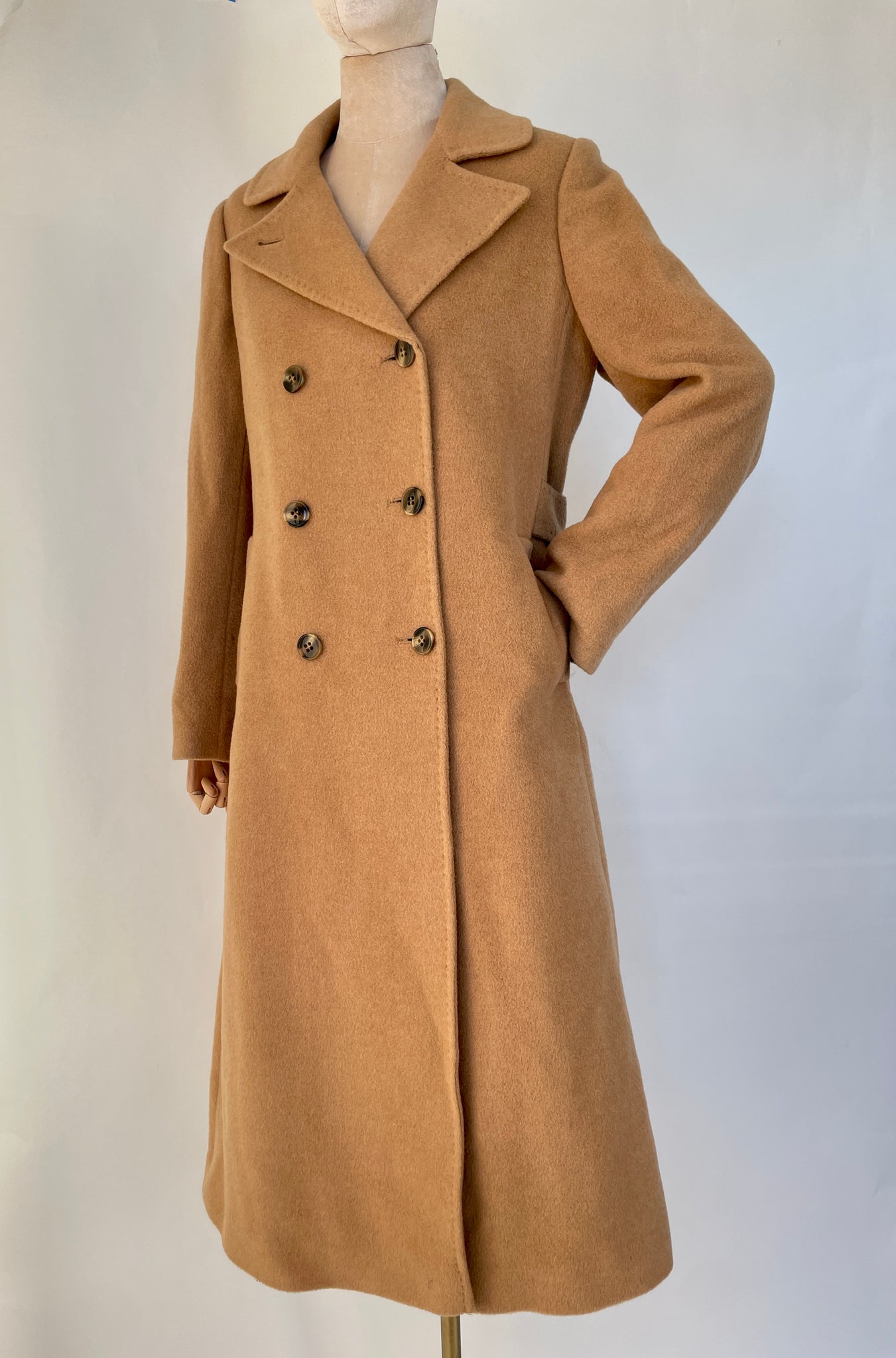 Camel Double Breasted Peacoat