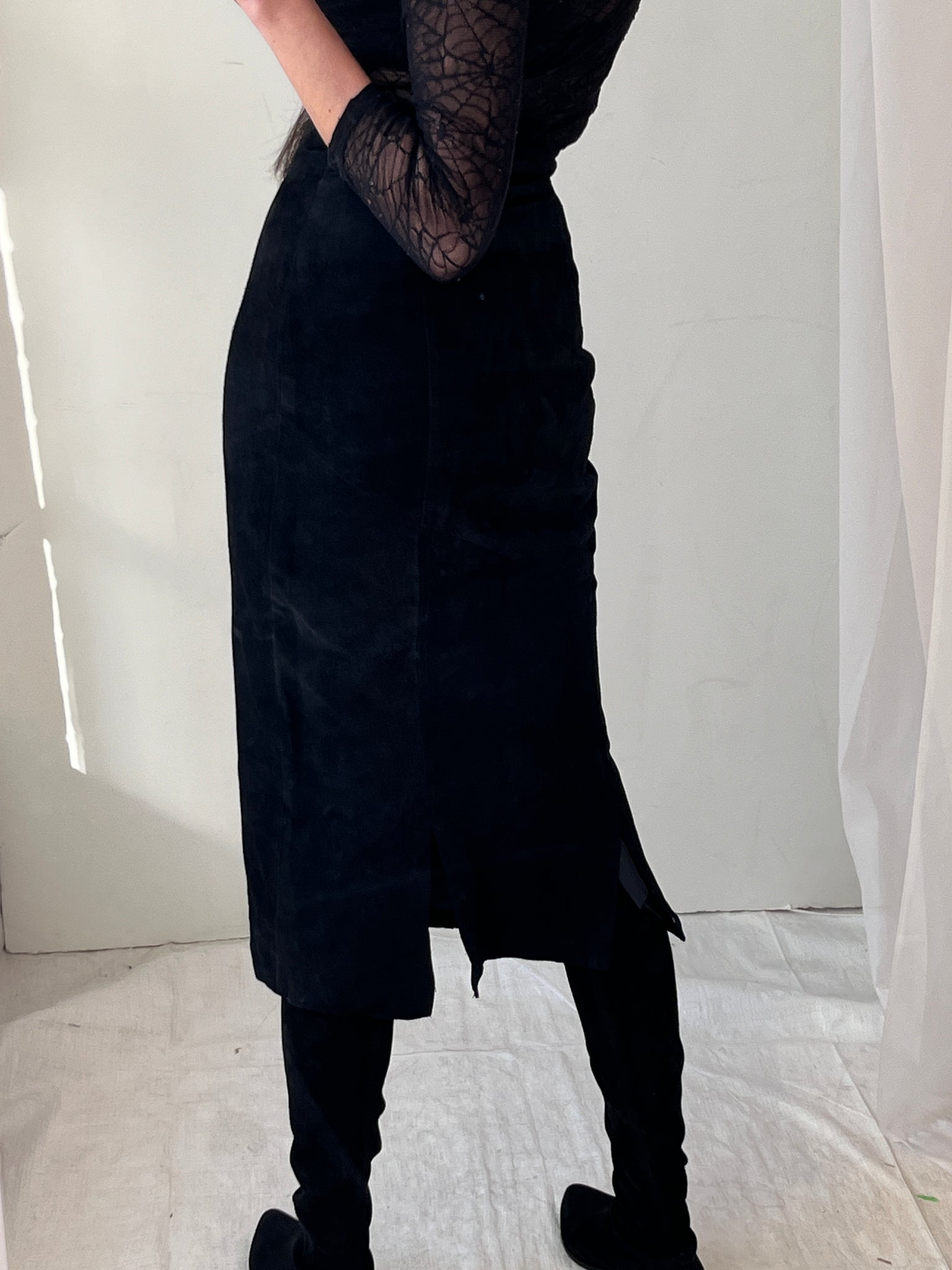 Cedars Black Suede Skirt