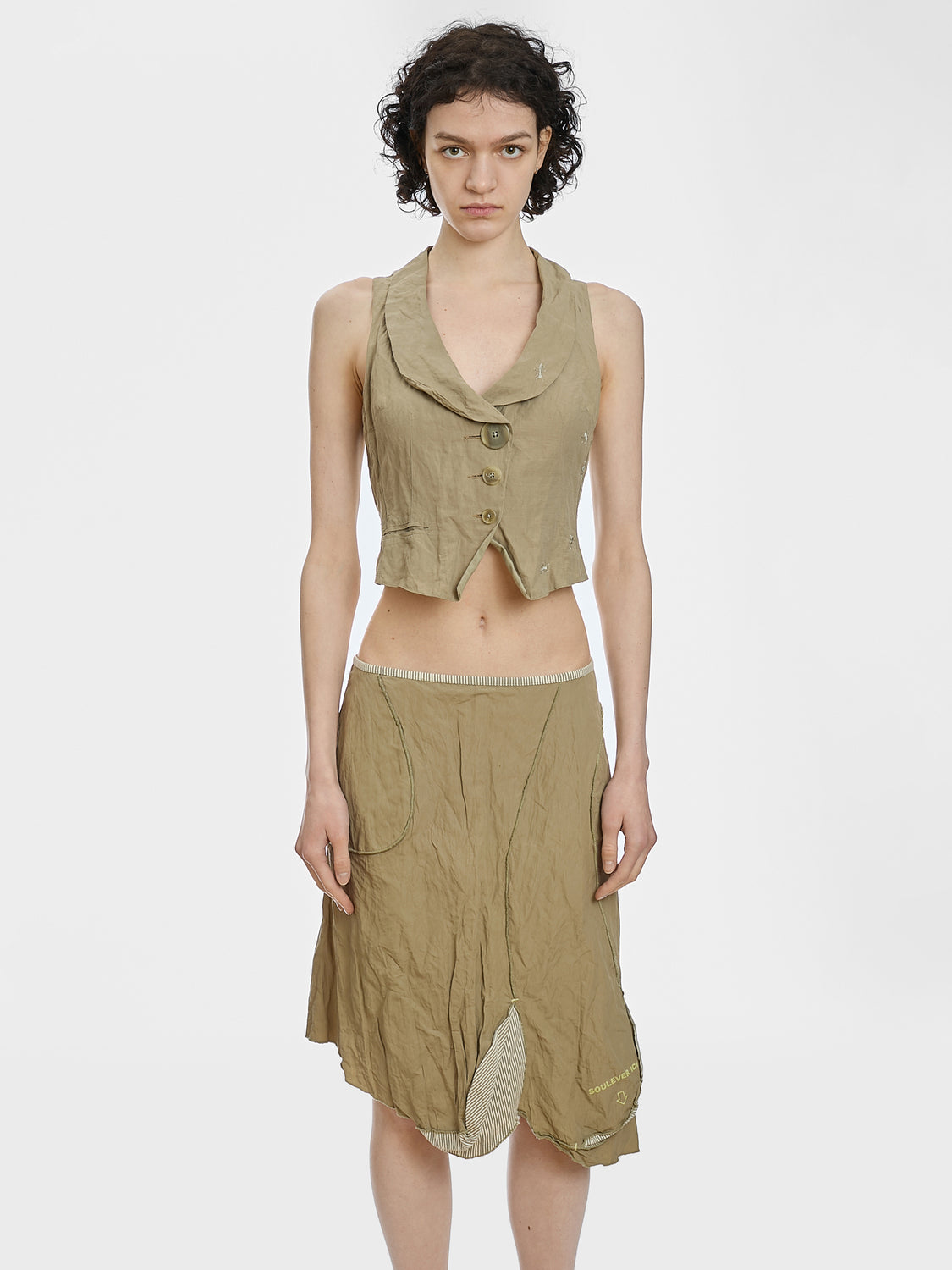 Cop Copine Wrinkled Effect Nylon Skirt