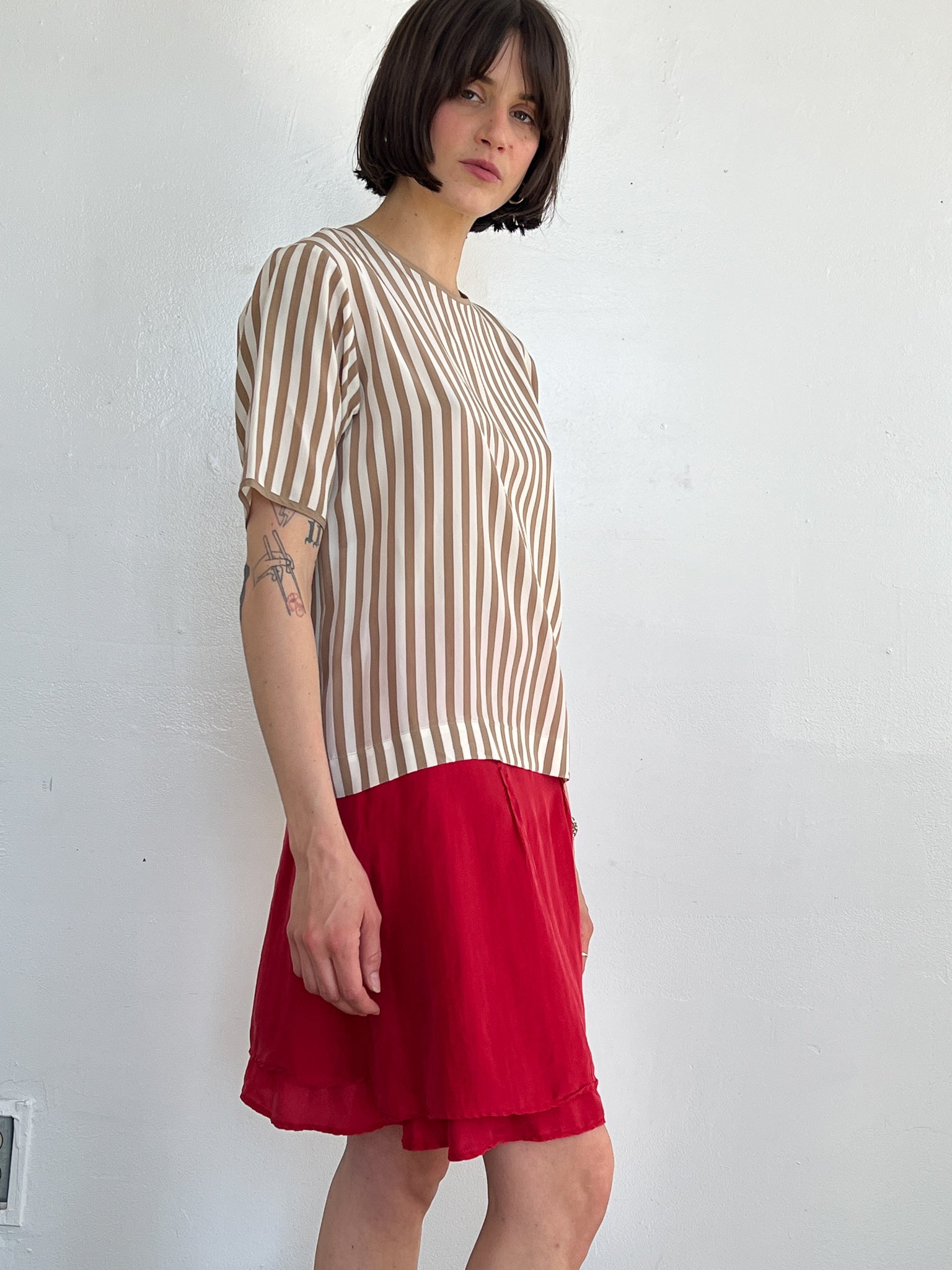 Mocha Silk Stripe Tee