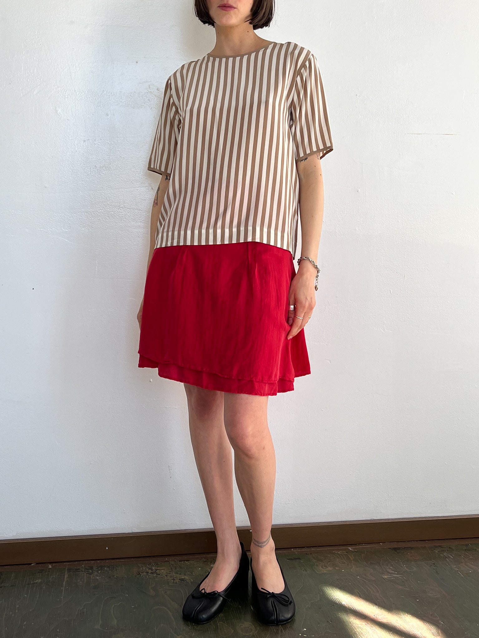 Mocha Silk Stripe Tee