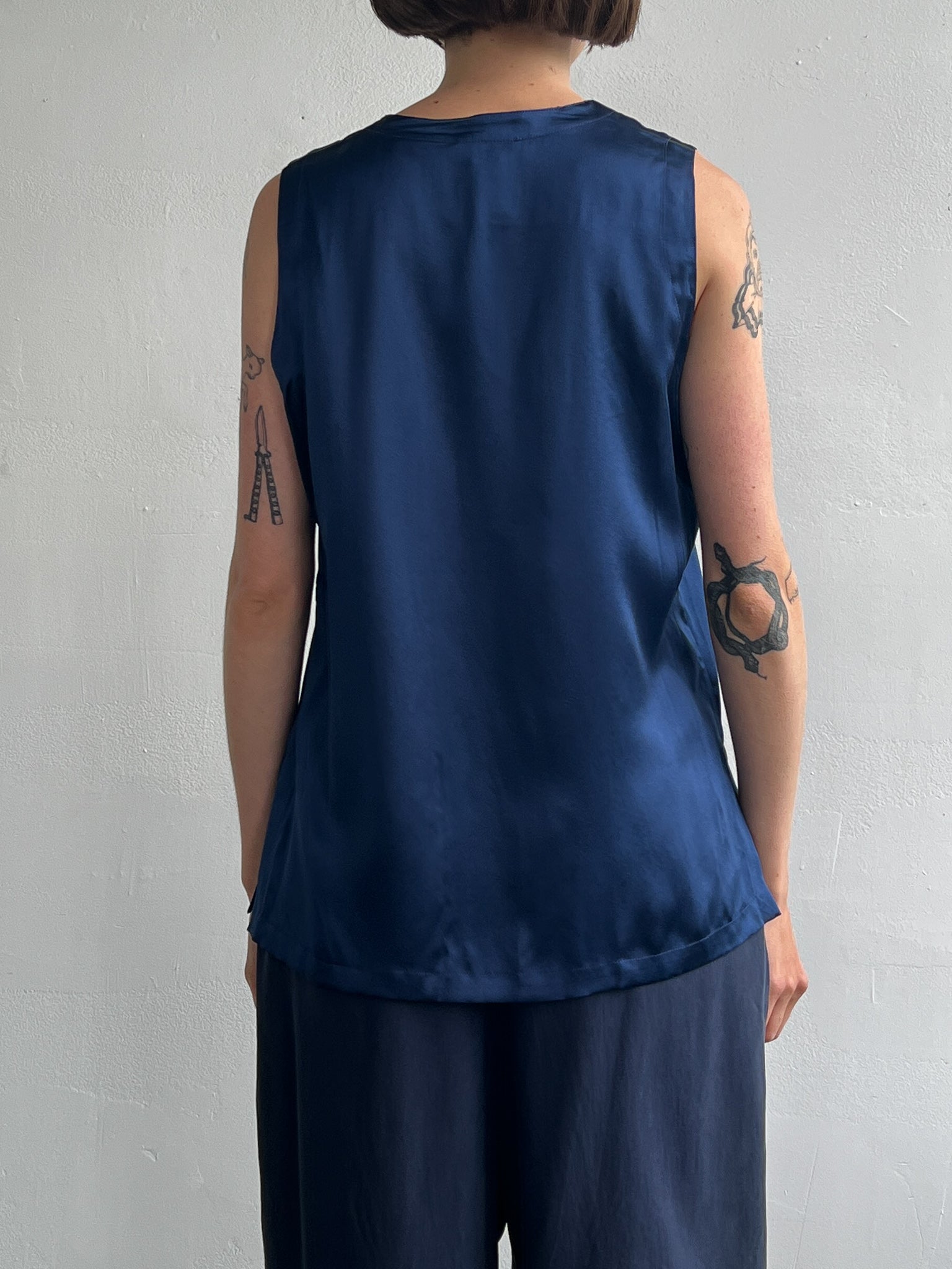 Indigo Silk Satin Top