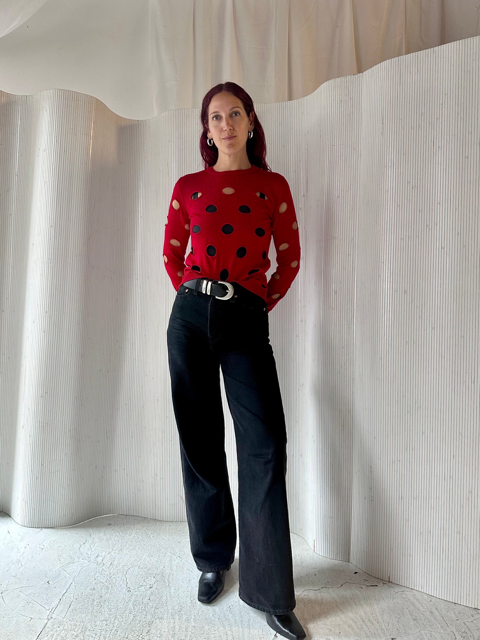 Red Simone Rocha Polka Dot Sweater