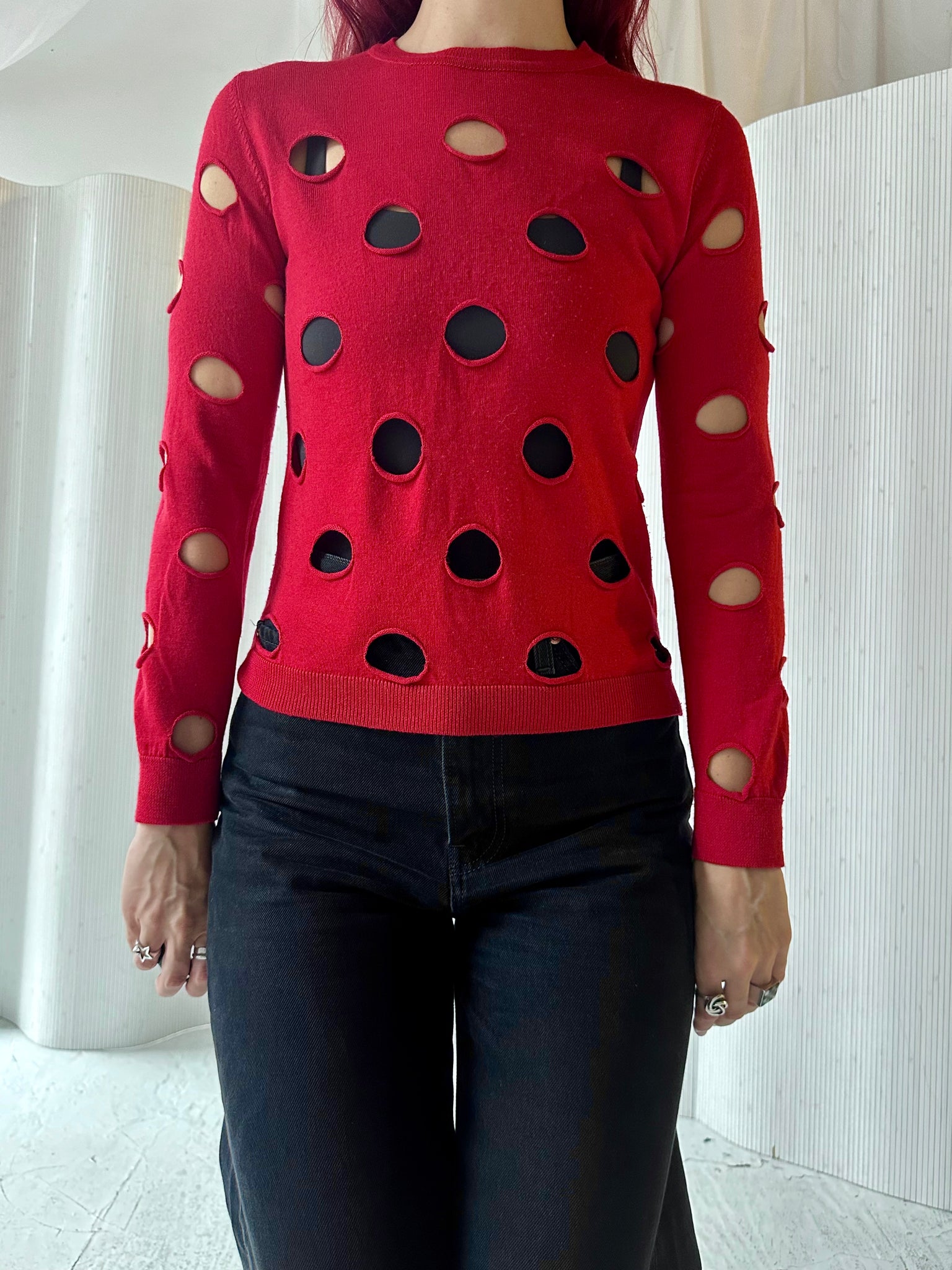 Red Simone Rocha Polka Dot Sweater