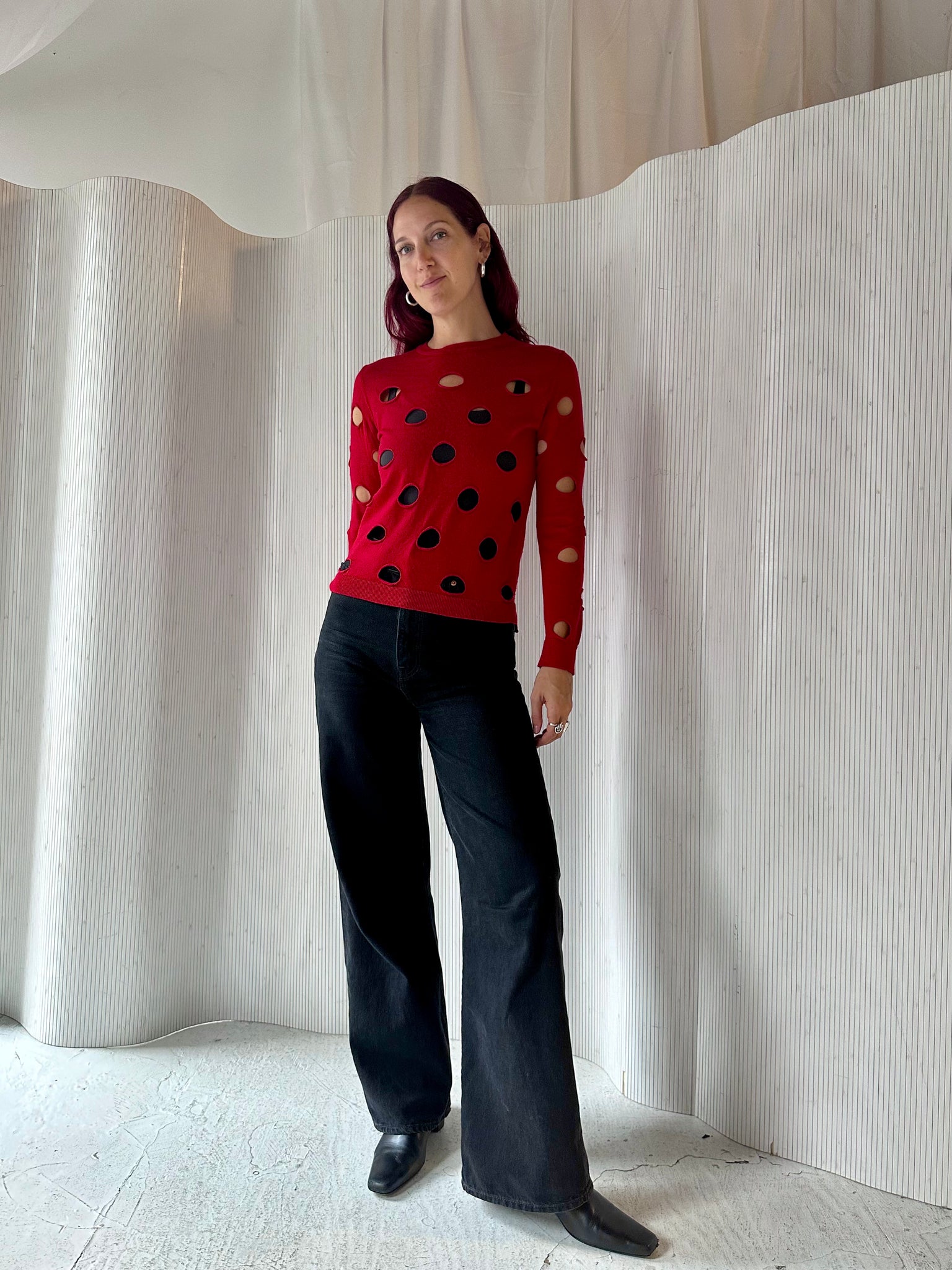 Red Simone Rocha Polka Dot Sweater