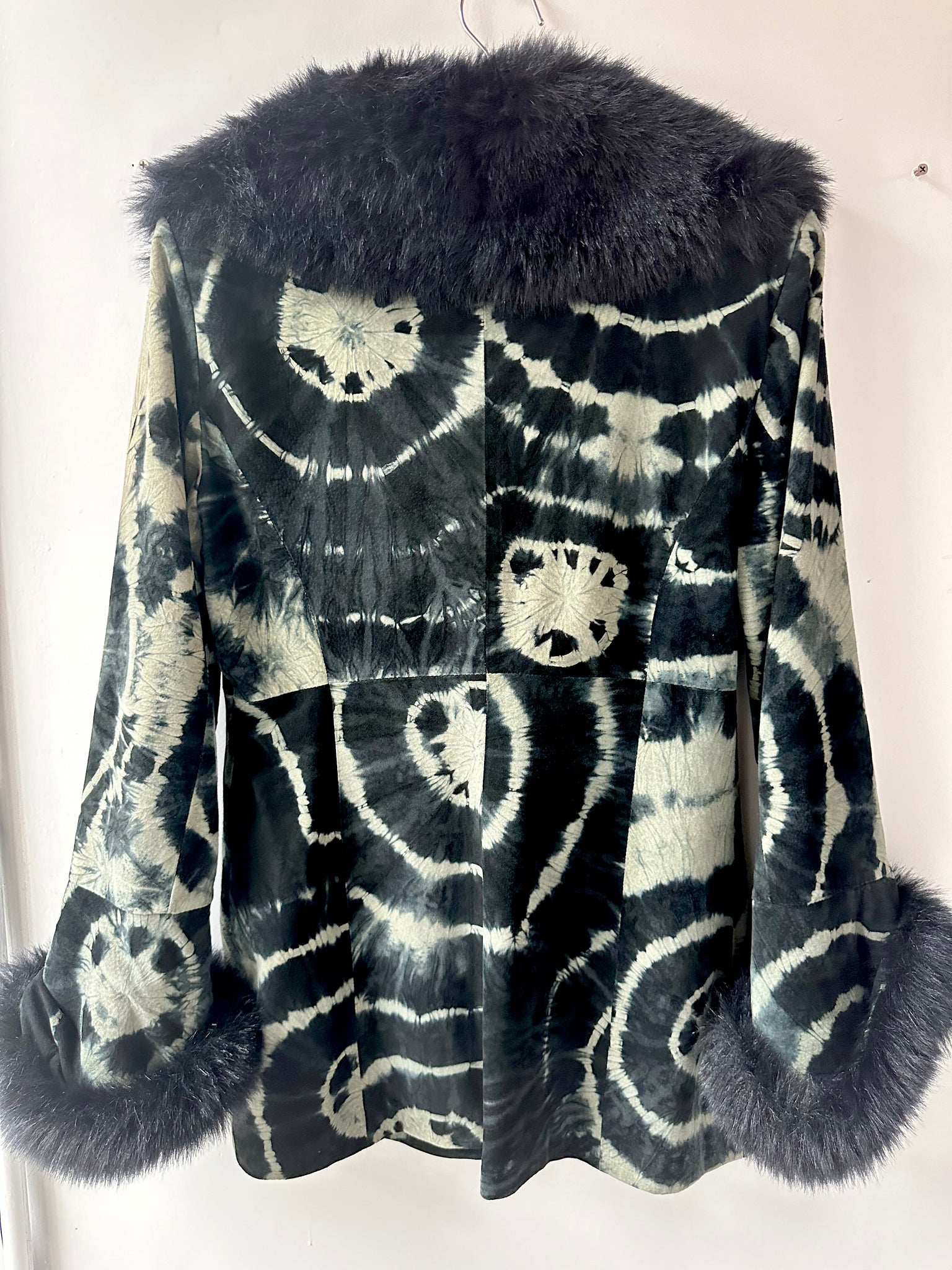 Tye Dye Real Suede Faux Fur Jacket