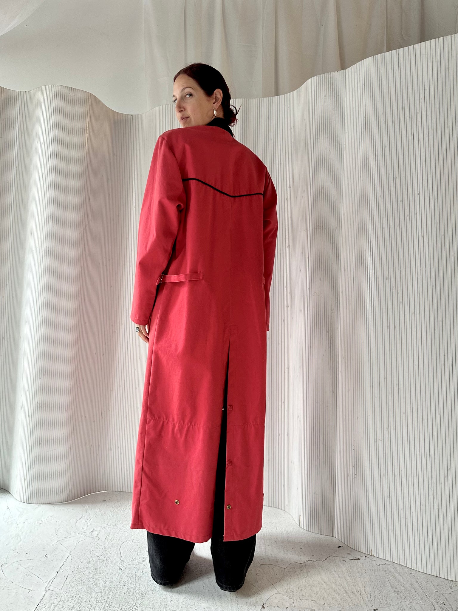 1940s Red Barn Jacket Maxi Trench